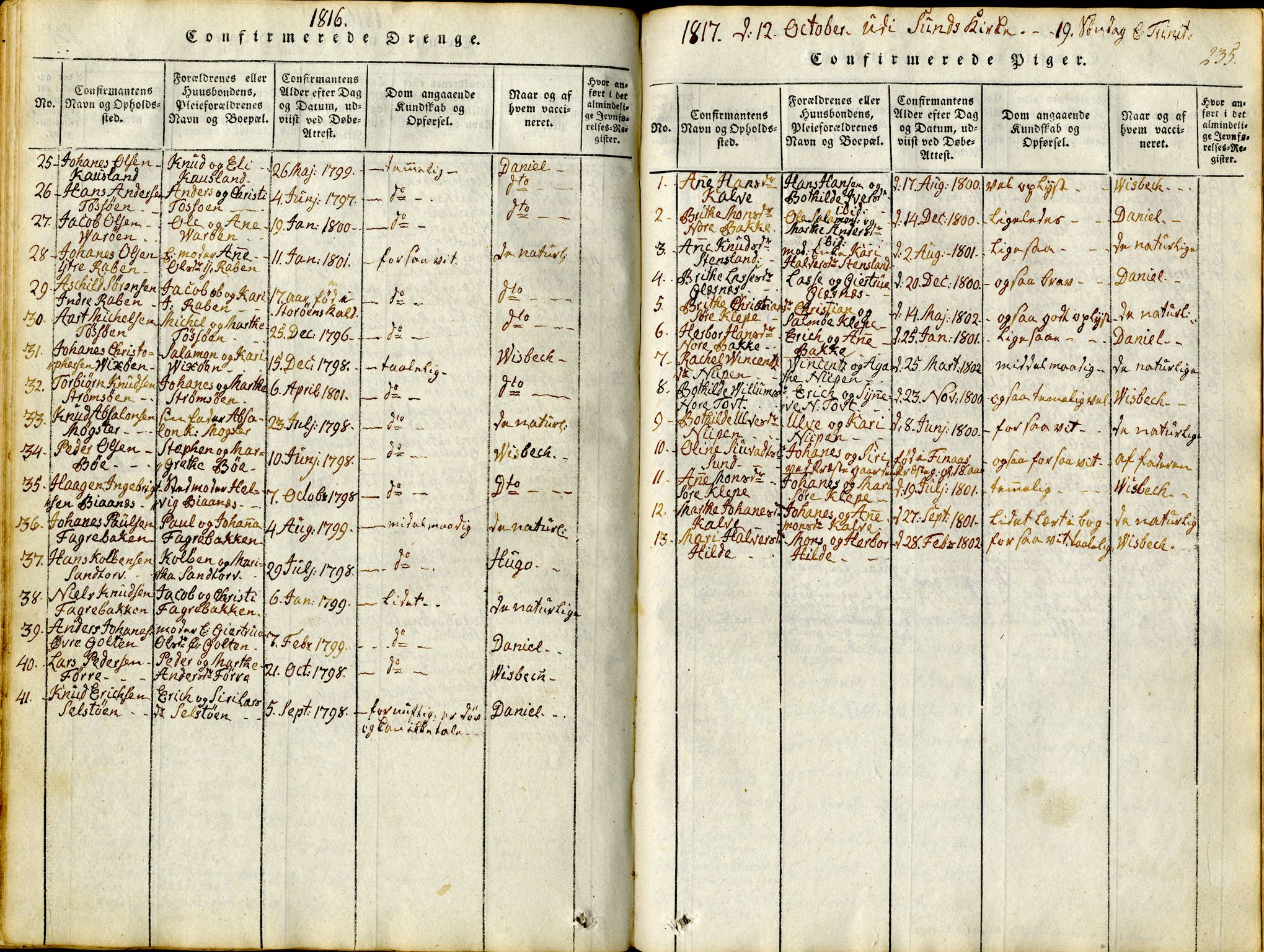 Sund sokneprestembete, AV/SAB-A-99930: Ministerialbok nr. A 11, 1814-1825, s. 235