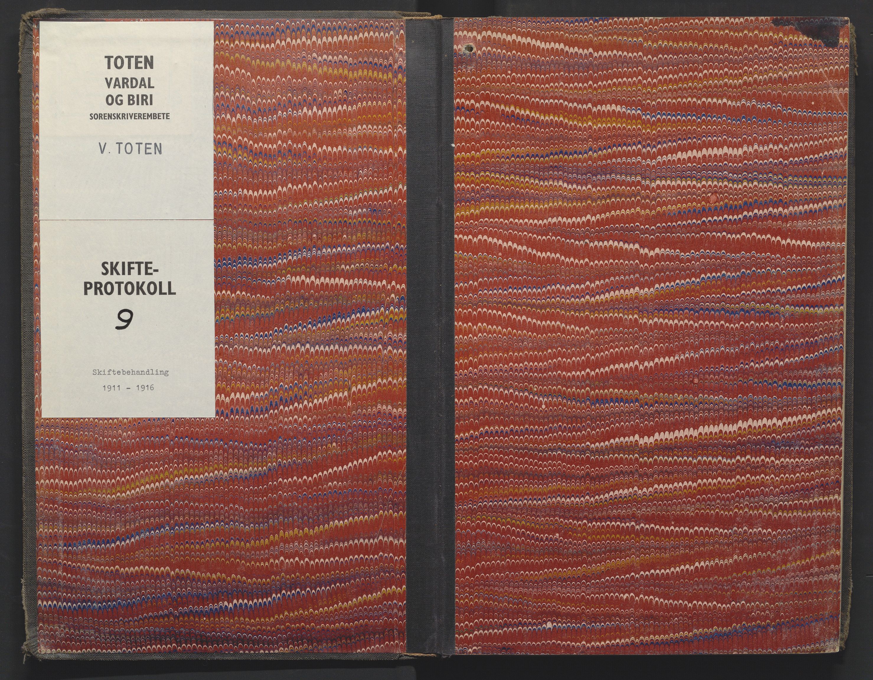 Toten tingrett, SAH/TING-006/J/Jf/L0009: Skiftebehandlingsprotokoll - Vestre Toten, Kolbu og Eina, 1911-1916