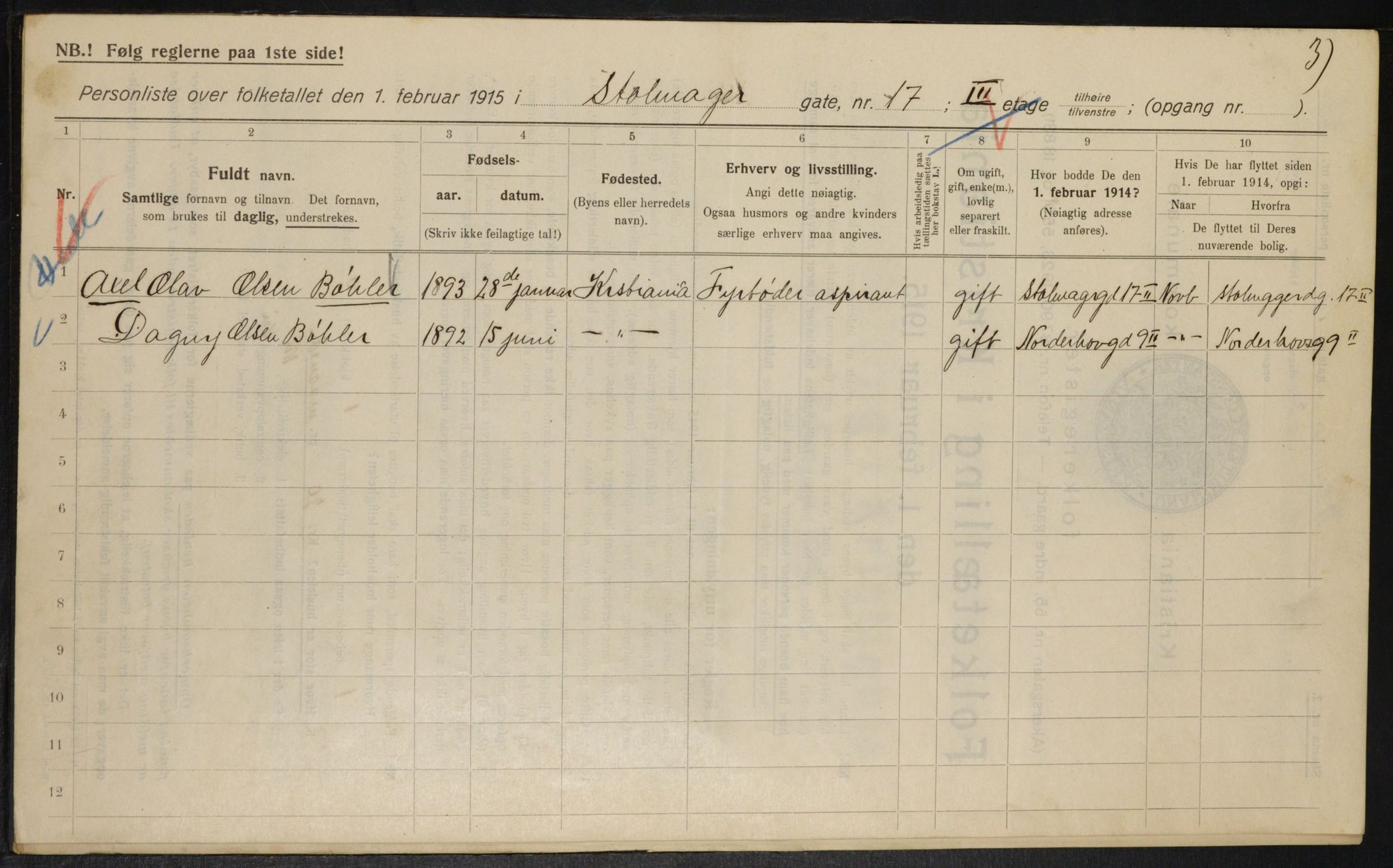 OBA, Kommunal folketelling 1.2.1915 for Kristiania, 1915, s. 102946