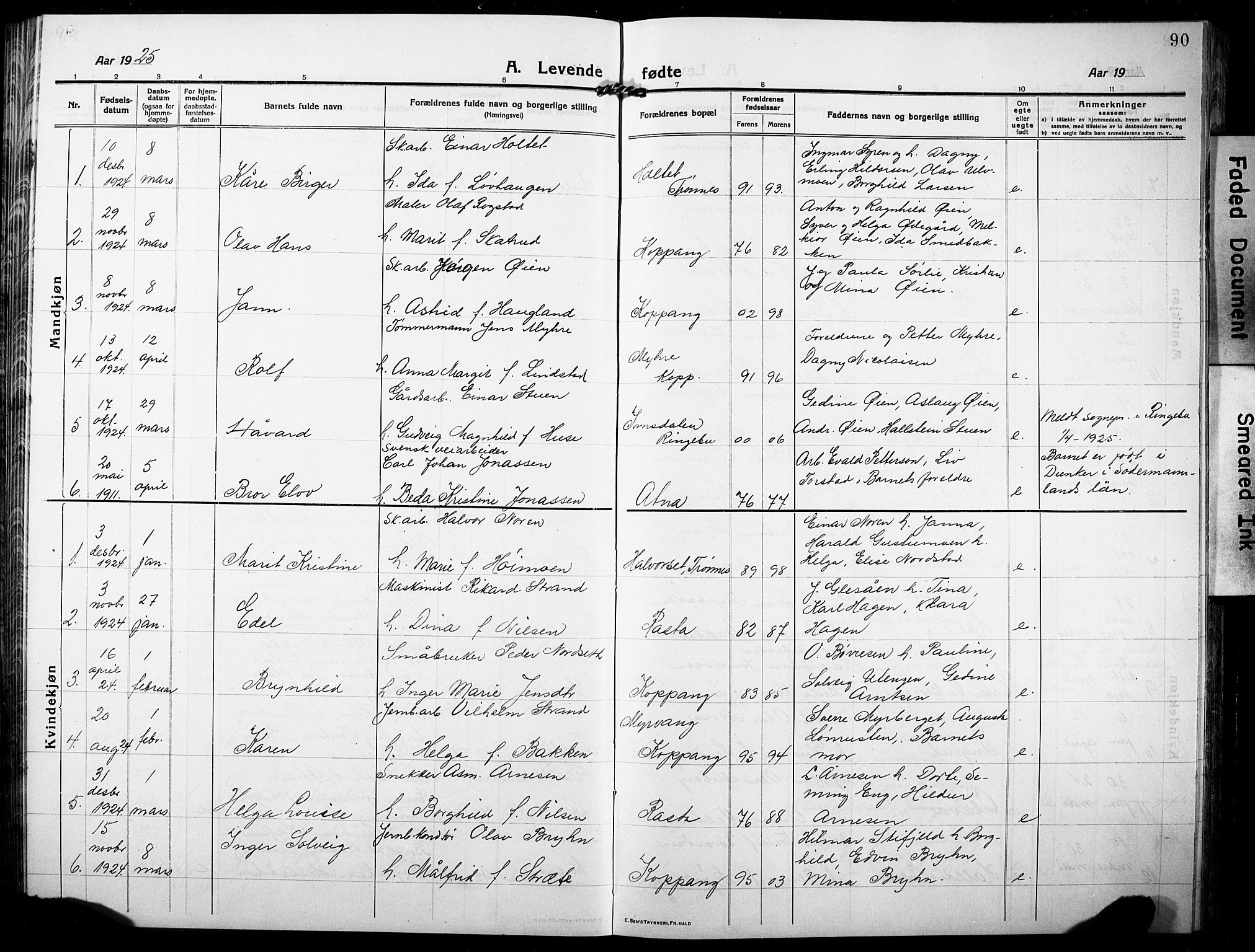 Stor-Elvdal prestekontor, AV/SAH-PREST-052/H/Ha/Hab/L0005: Klokkerbok nr. 5, 1913-1932, s. 90