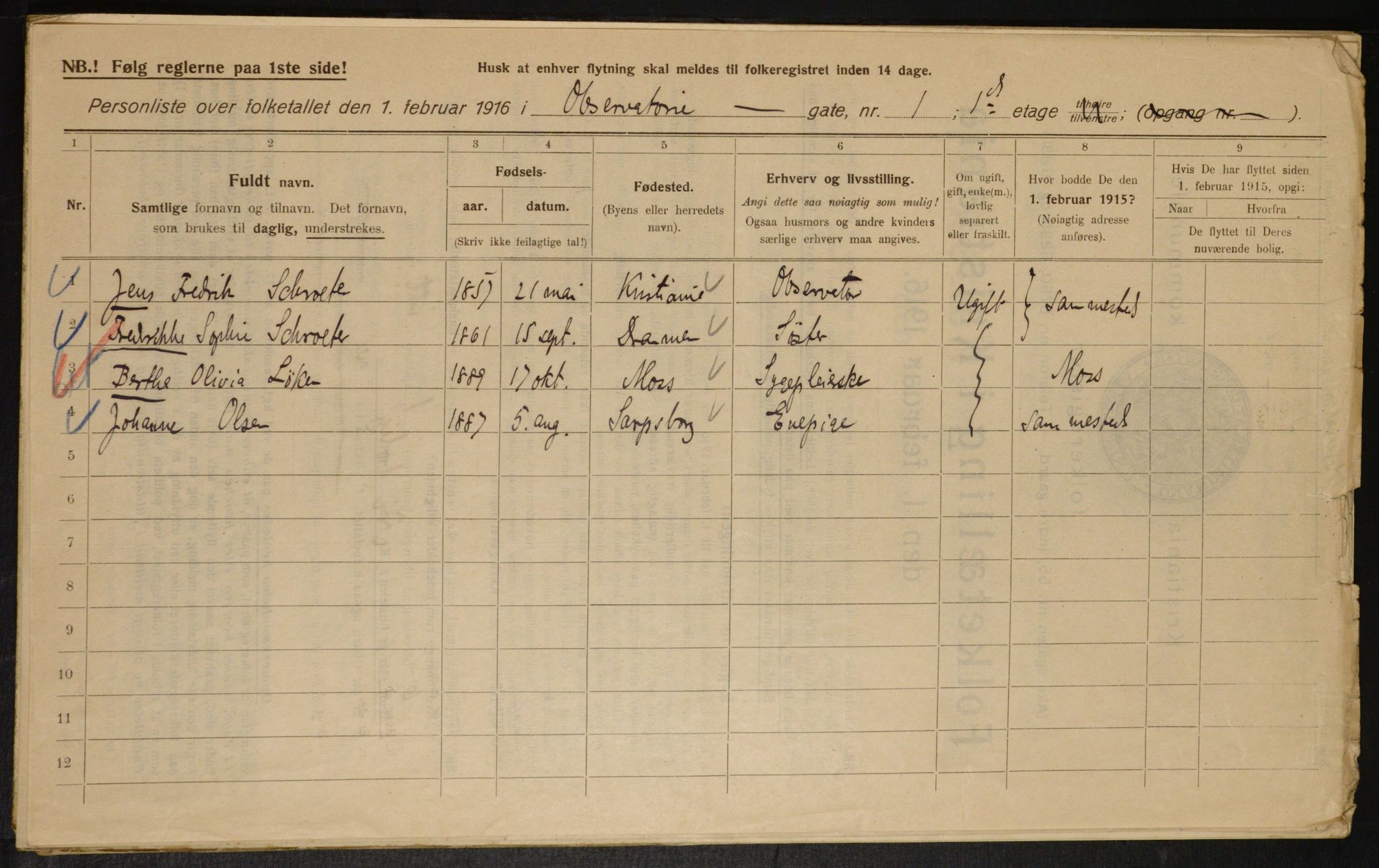 OBA, Kommunal folketelling 1.2.1916 for Kristiania, 1916, s. 75917