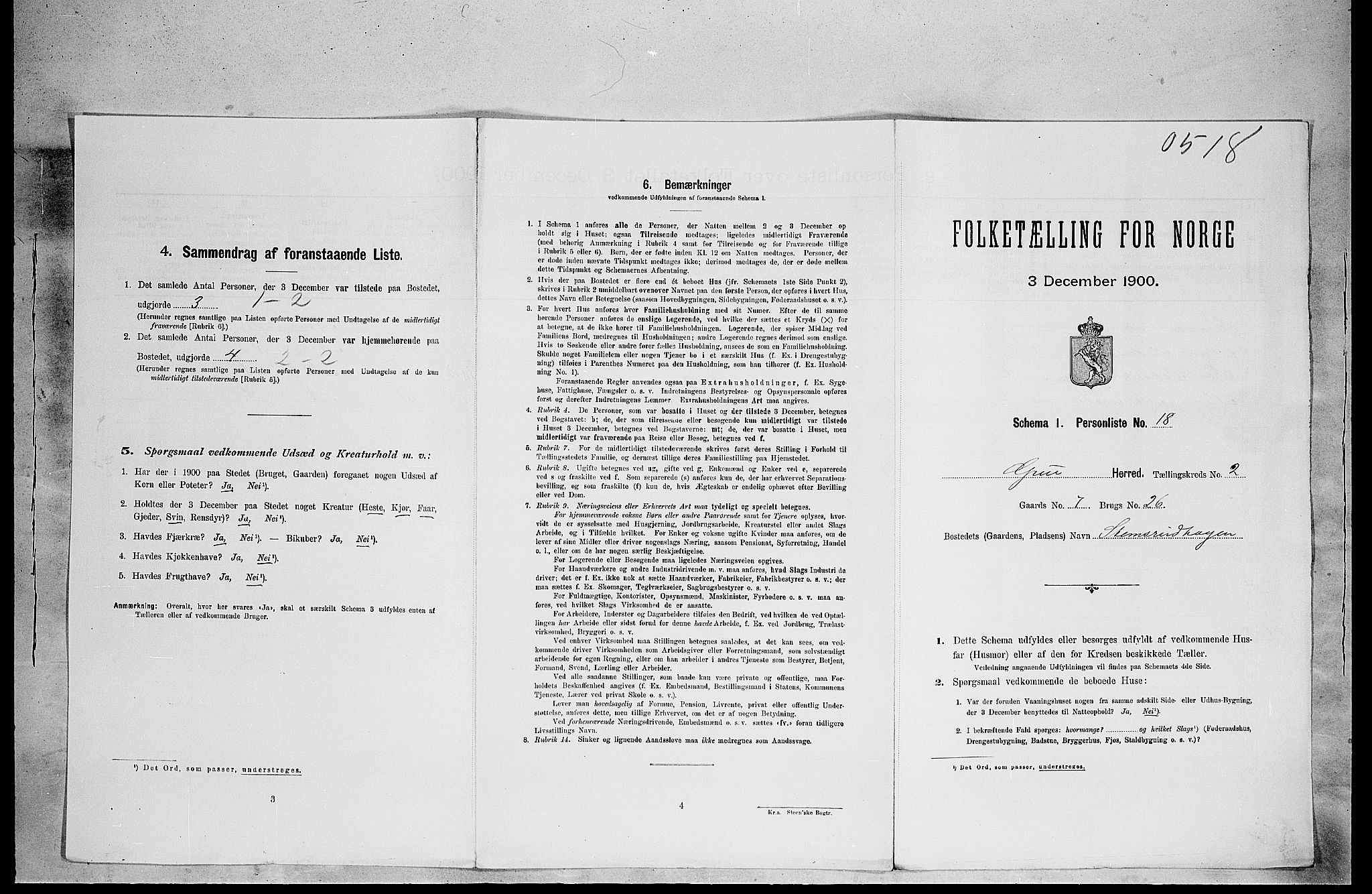 SAH, Folketelling 1900 for 0423 Grue herred, 1900, s. 349