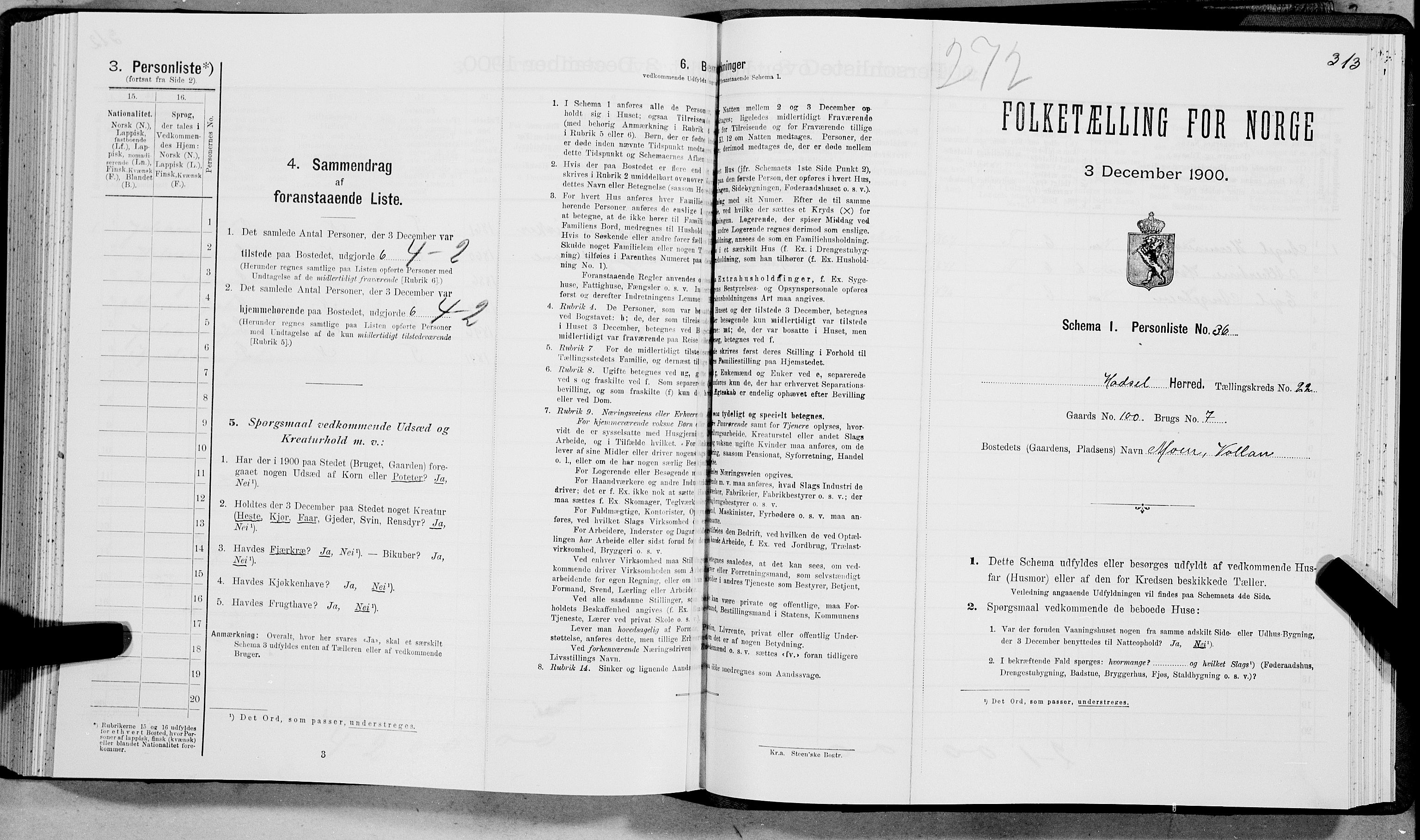 SAT, Folketelling 1900 for 1866 Hadsel herred, 1900, s. 2208