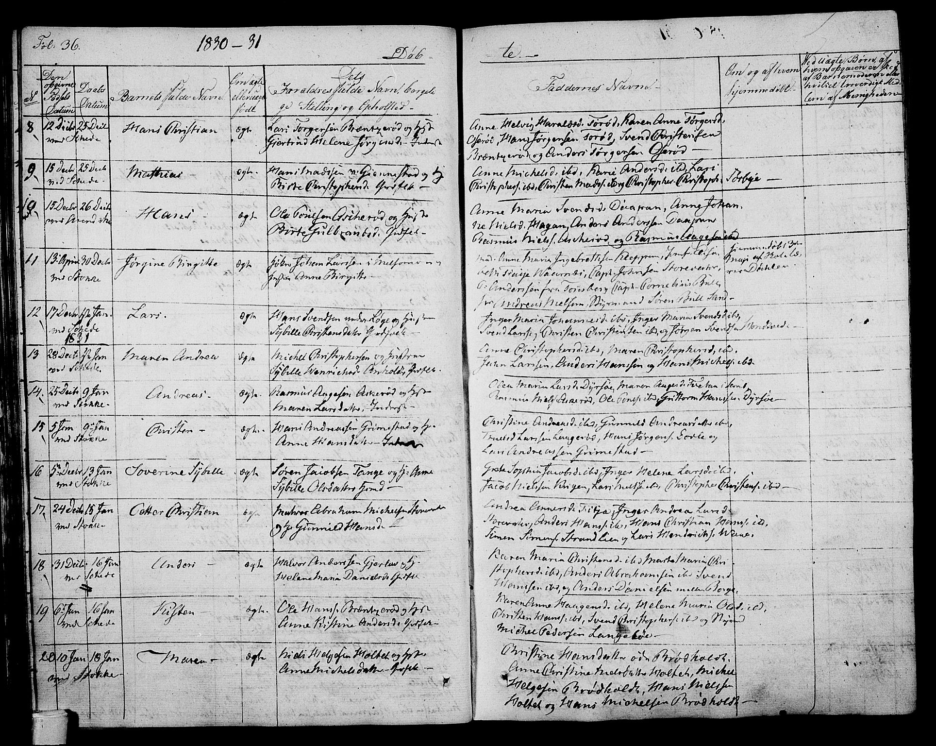 Stokke kirkebøker, AV/SAKO-A-320/F/Fa/L0006: Ministerialbok nr. I 6, 1826-1843, s. 36
