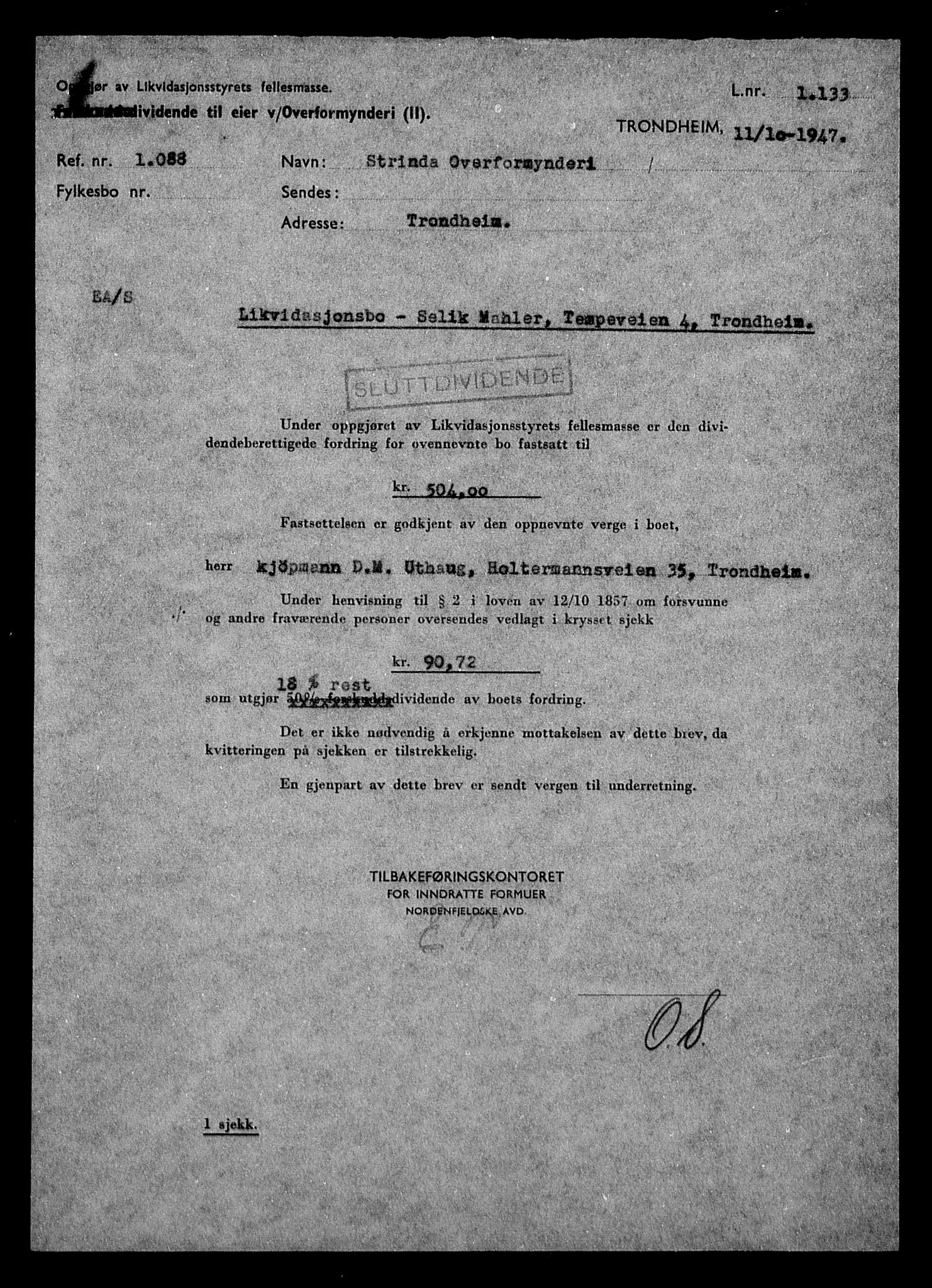 Justisdepartementet, Tilbakeføringskontoret for inndratte formuer, AV/RA-S-1564/H/Hc/Hca/L0903: --, 1945-1947, s. 402