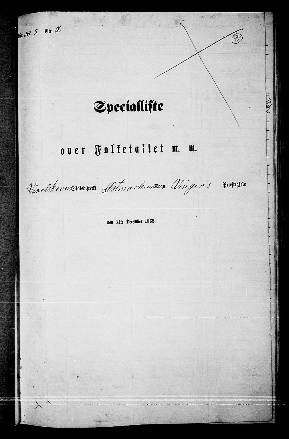 RA, Folketelling 1865 for 0421L Vinger prestegjeld, Vinger sokn og Austmarka sokn, 1865, s. 85