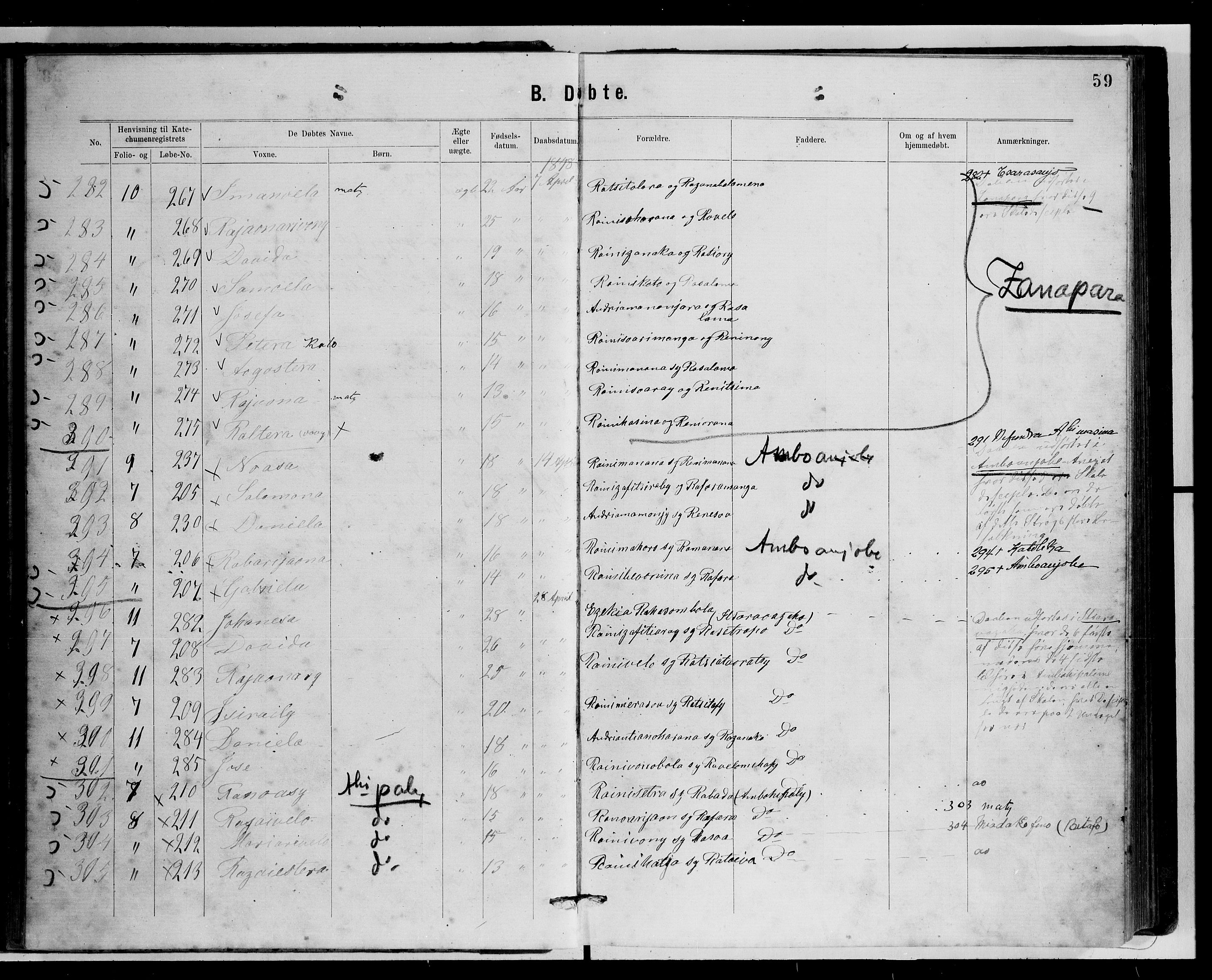 Archives FLM/NMS, Madagaskar, VID/MA-A-1163/D/Db/L0269: Ministerialbok nr. 1, 1867-1884, s. 59