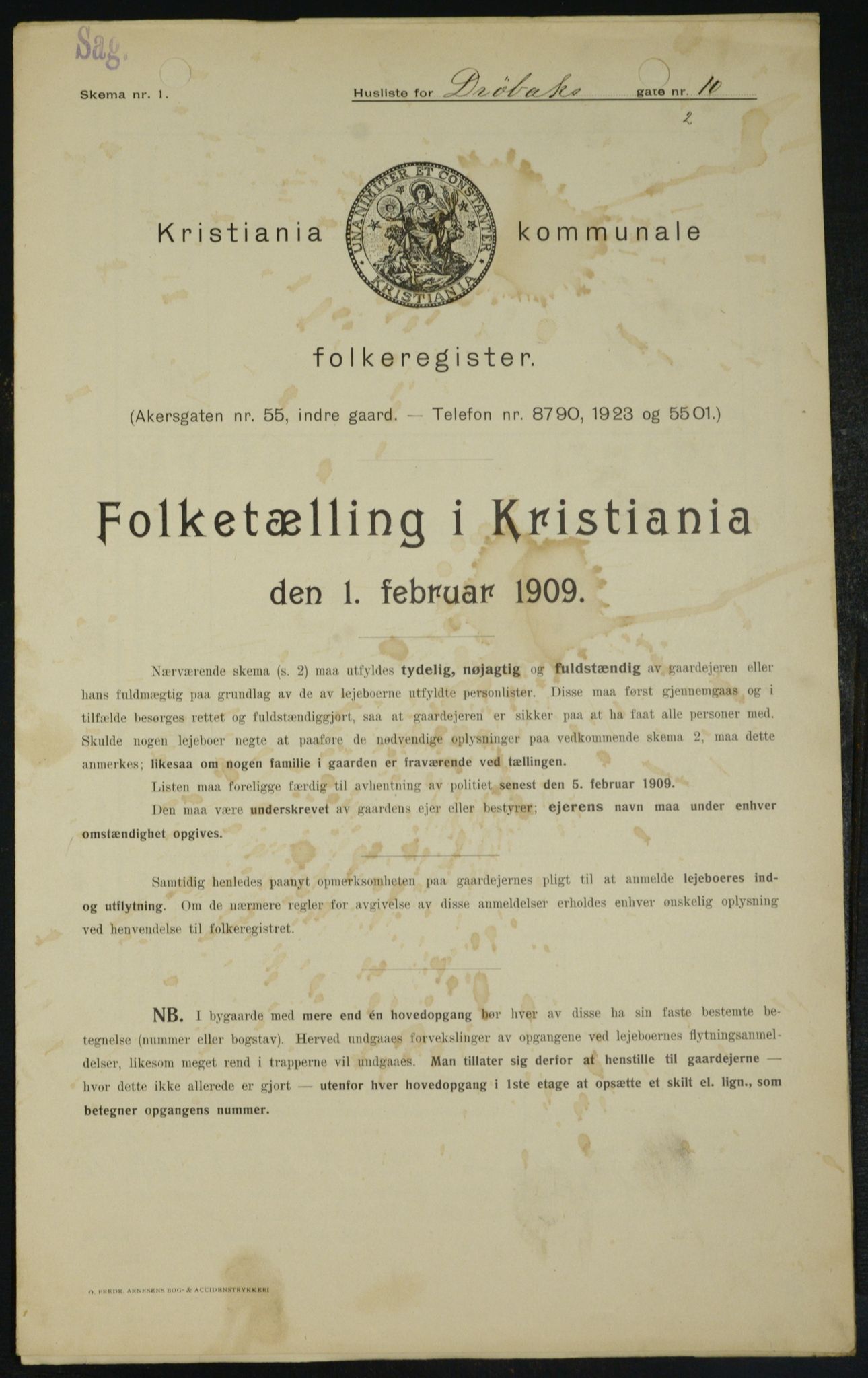 OBA, Kommunal folketelling 1.2.1909 for Kristiania kjøpstad, 1909, s. 15877