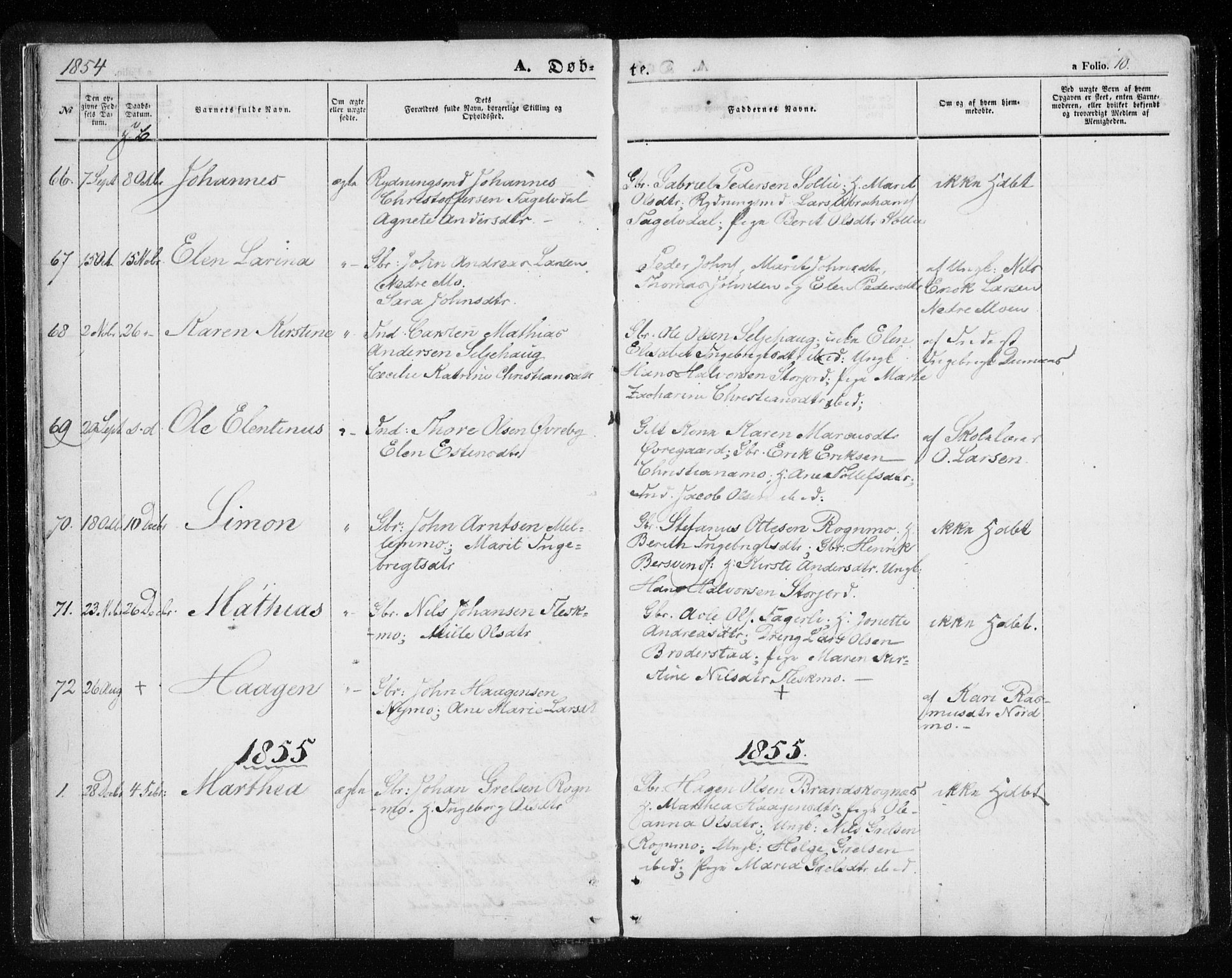 Målselv sokneprestembete, AV/SATØ-S-1311/G/Ga/Gaa/L0003kirke: Ministerialbok nr. 3, 1853-1863, s. 10