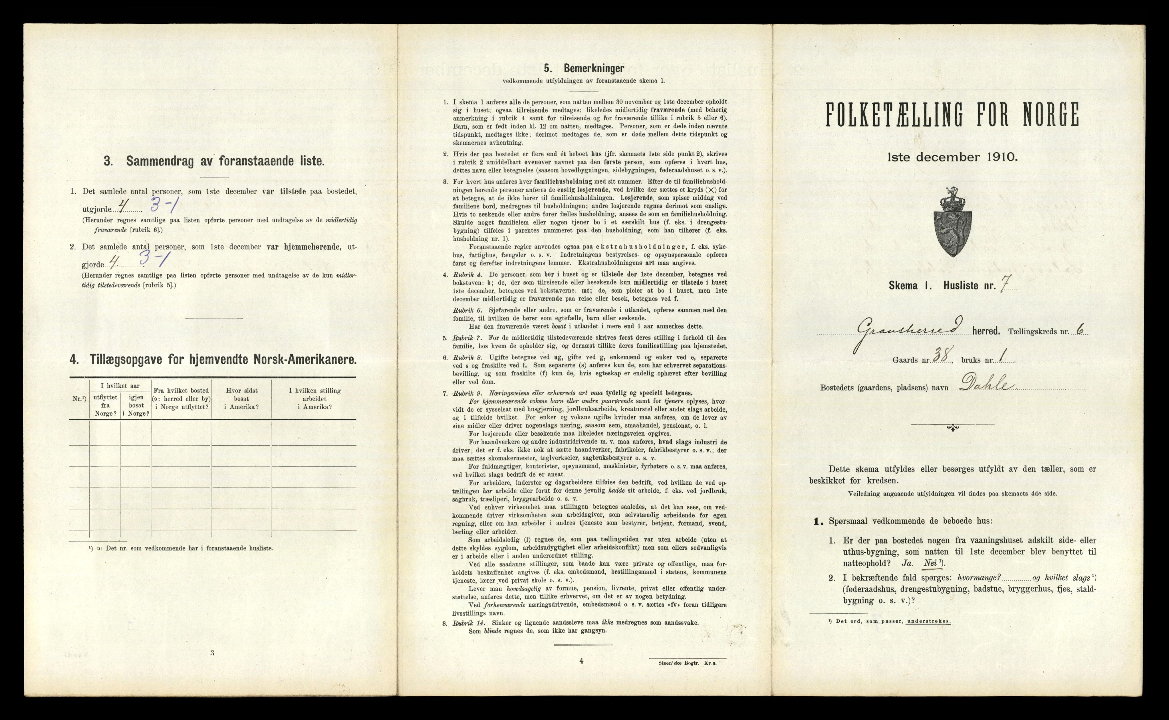 RA, Folketelling 1910 for 0824 Gransherad herred, 1910, s. 434