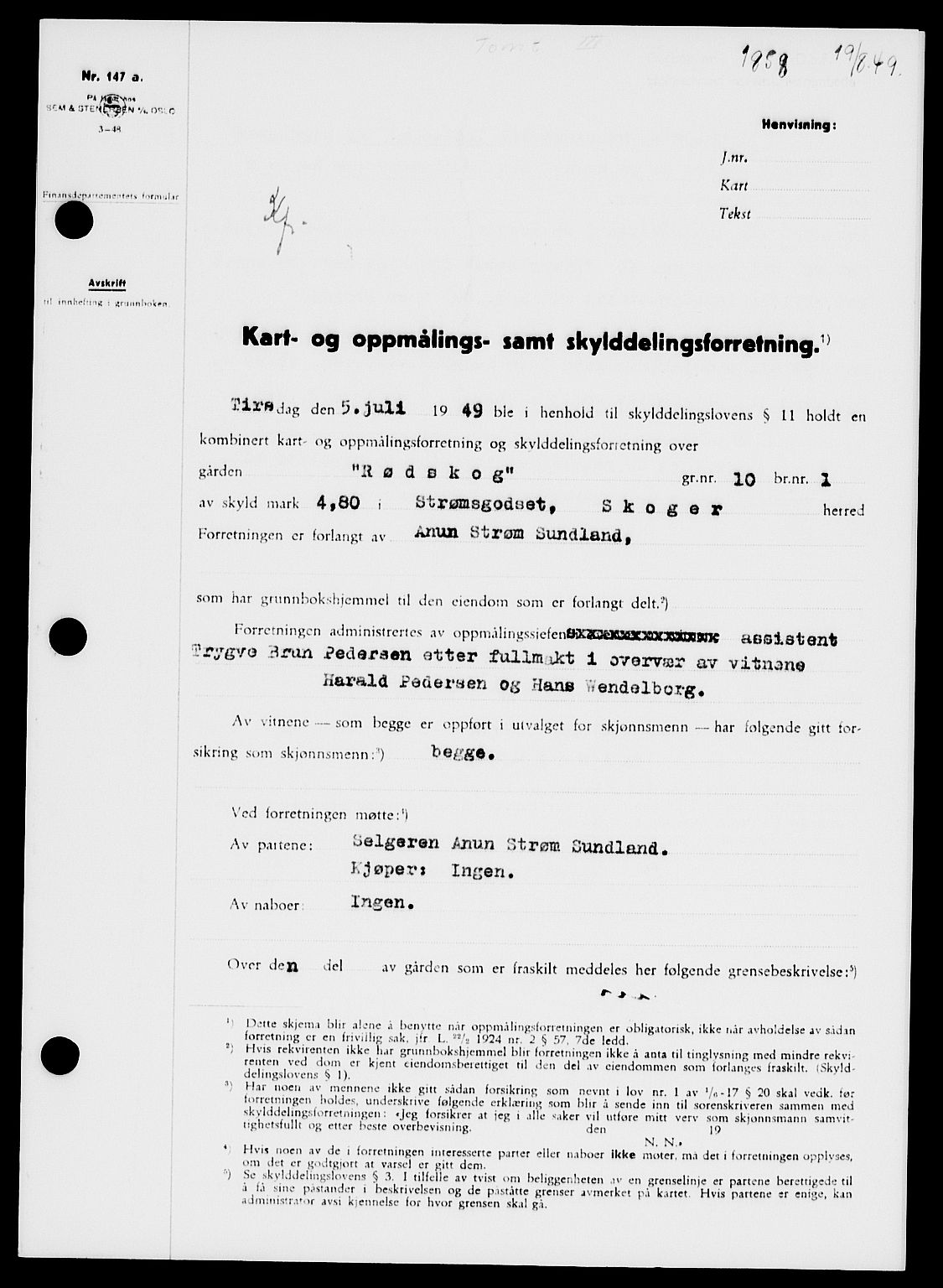 Holmestrand sorenskriveri, SAKO/A-67/G/Ga/Gaa/L0067: Pantebok nr. A-67, 1949-1949, Dagboknr: 1858/1949