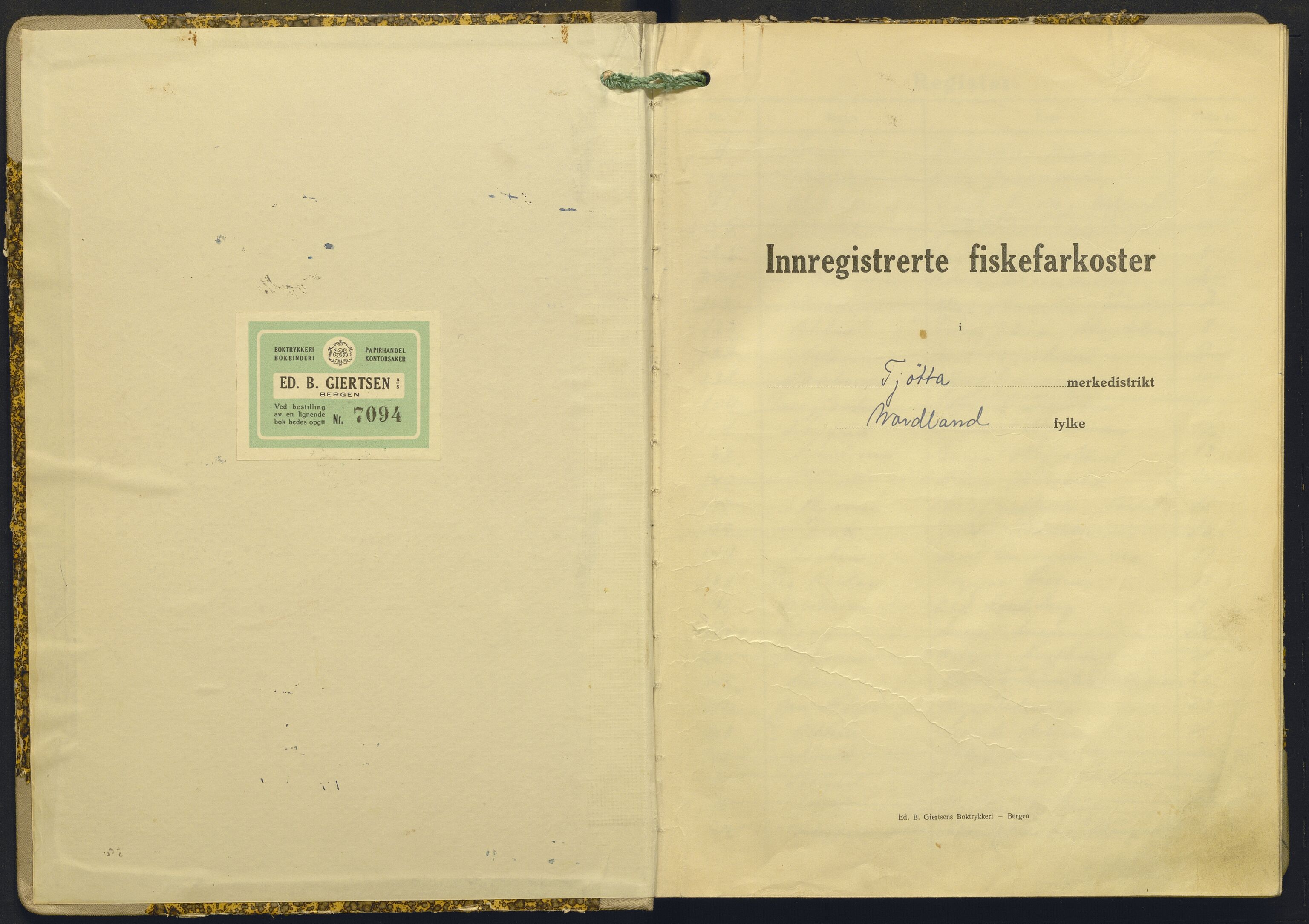 Fiskeridirektoratet - 1 Adm. ledelse - 13 Båtkontoret, AV/SAB-A-2003/I/Ia/Iac/L0178: 135.0360/5 Merkeprotokoll - Tjøtta, 1950-1956