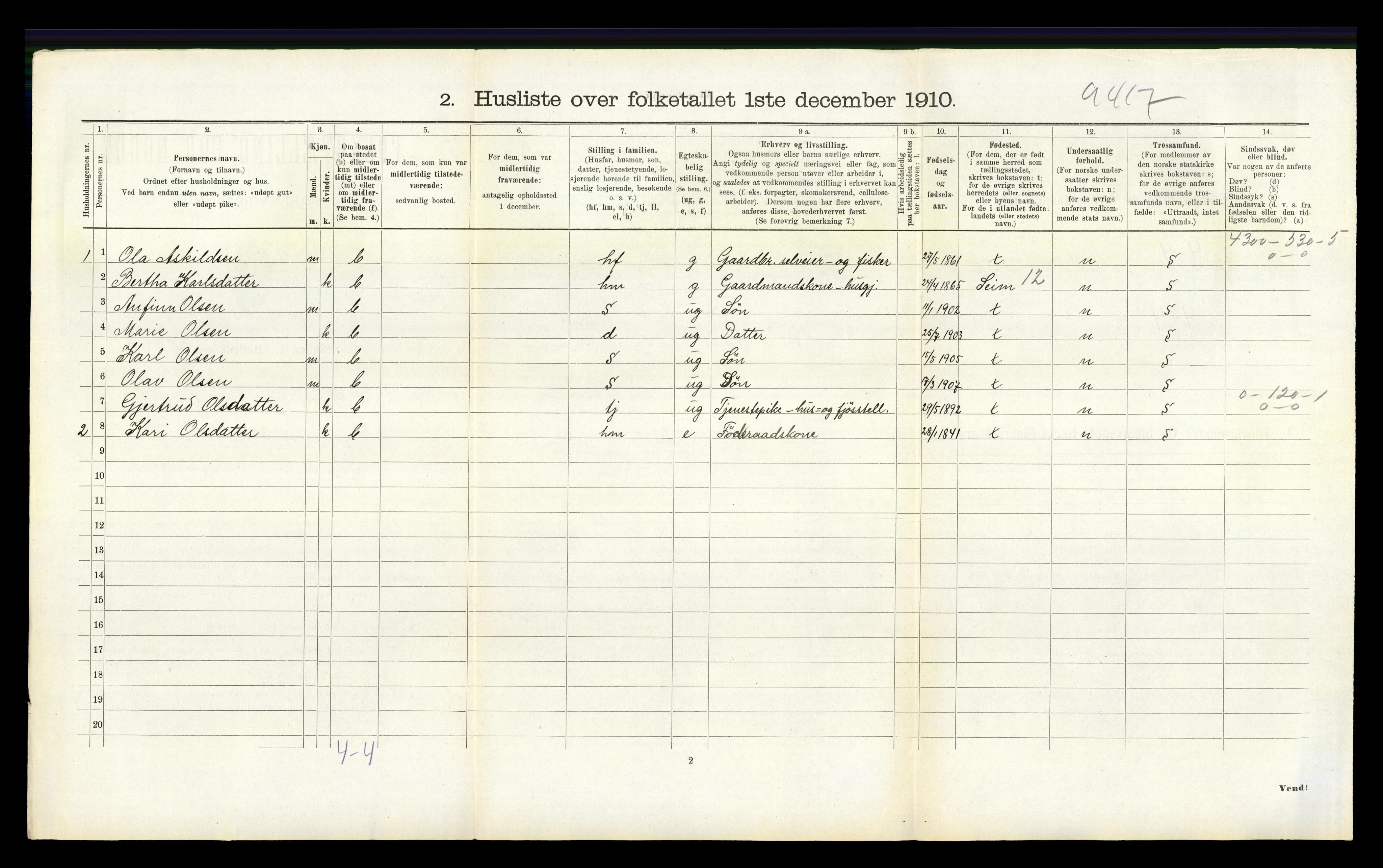 RA, Folketelling 1910 for 1254 Hamre herred, 1910, s. 413