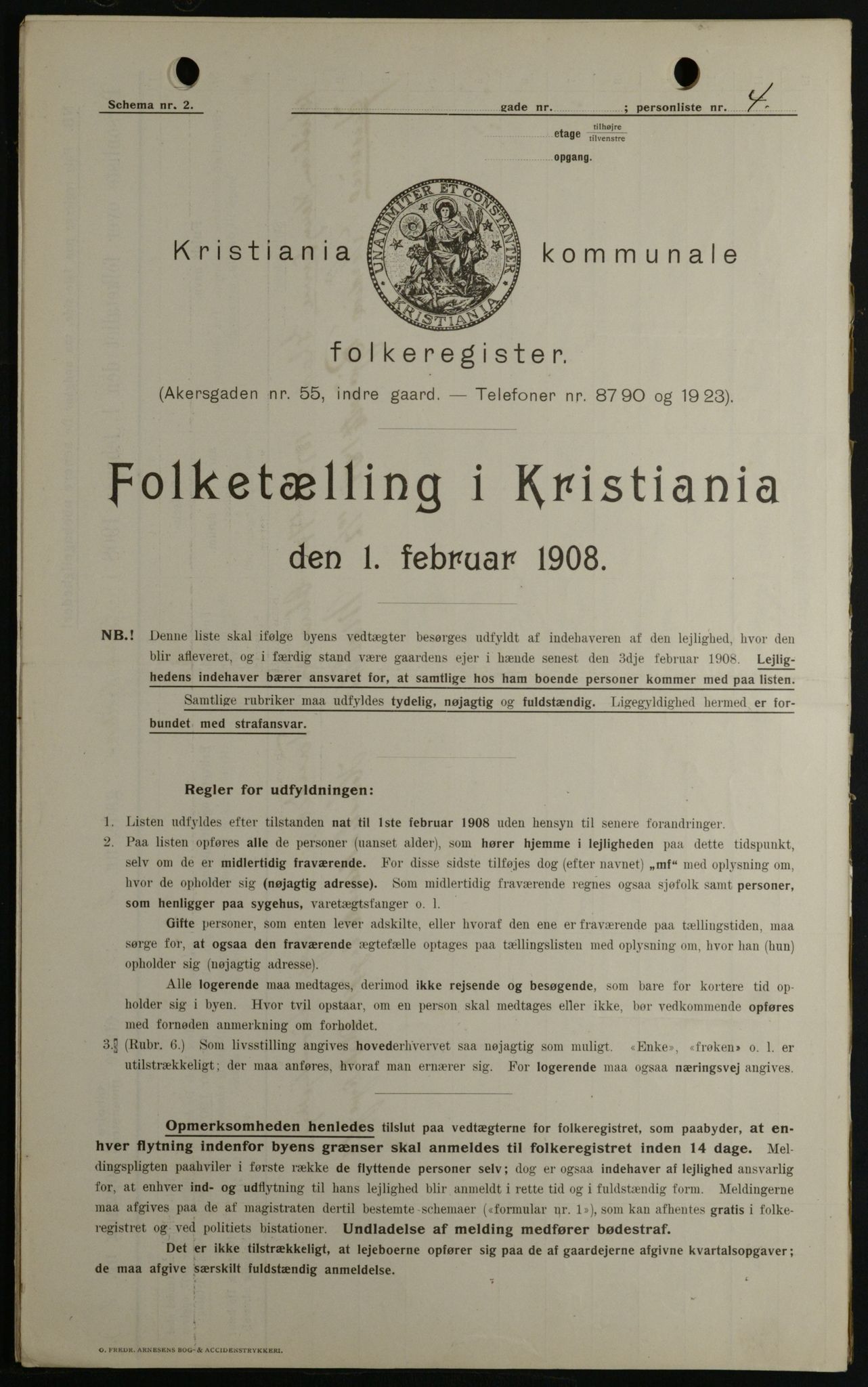 OBA, Kommunal folketelling 1.2.1908 for Kristiania kjøpstad, 1908, s. 52525