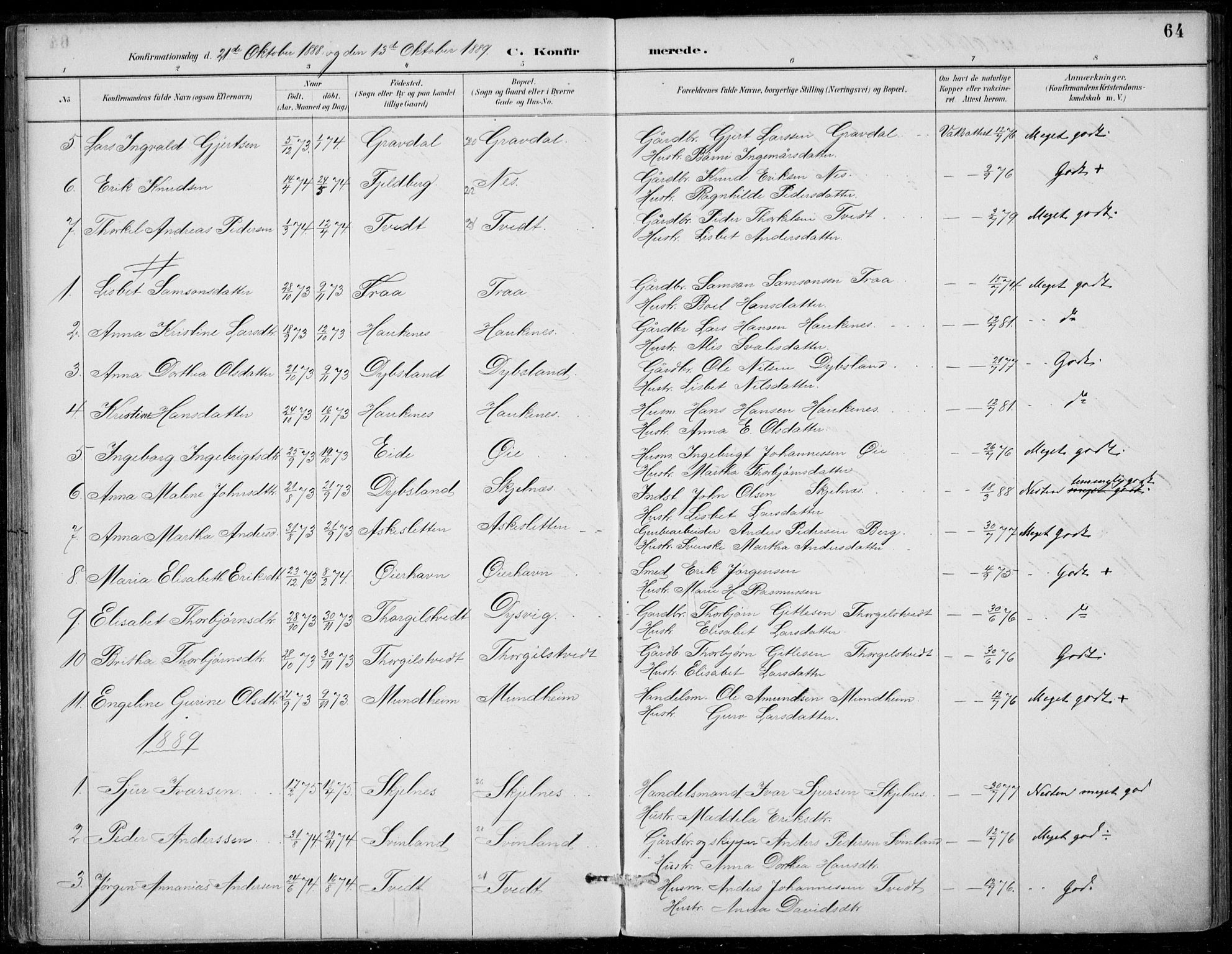 Strandebarm sokneprestembete, AV/SAB-A-78401/H/Haa: Ministerialbok nr. D  1, 1886-1912, s. 64