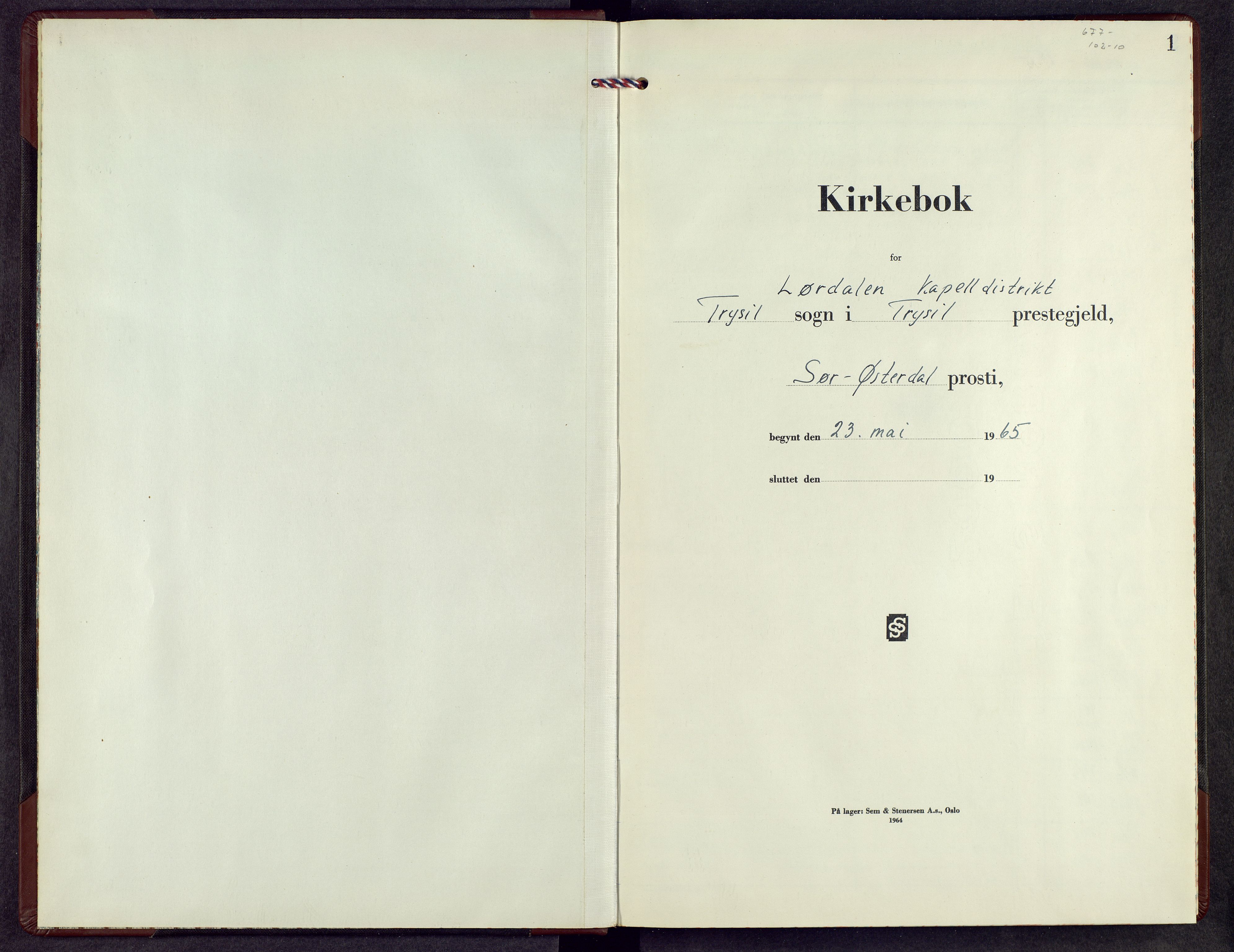 Trysil prestekontor, SAH/PREST-046/H/Ha/Hab/L0019: Klokkerbok nr. 19, 1965-1969, s. 1
