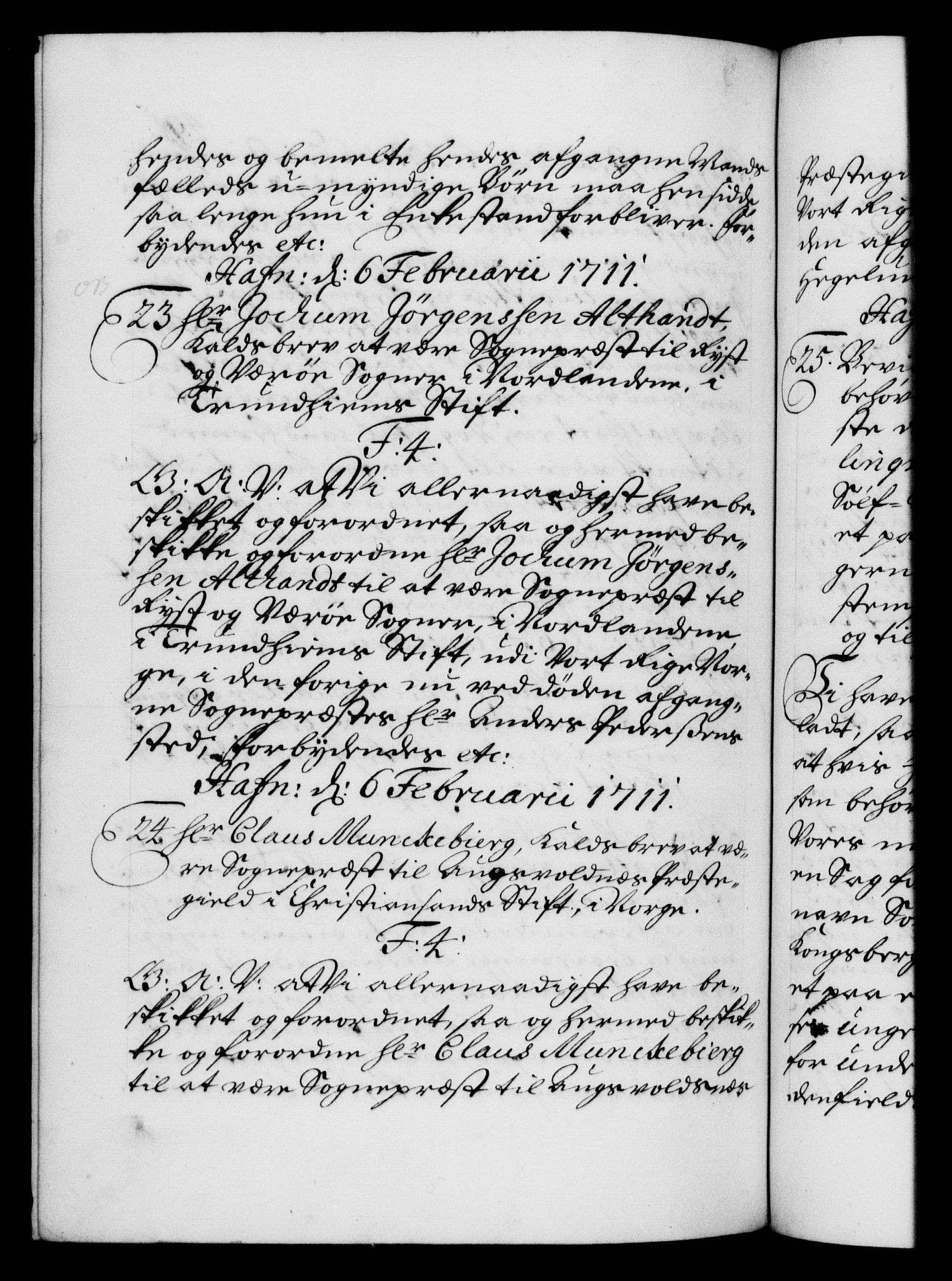 Danske Kanselli 1572-1799, RA/EA-3023/F/Fc/Fca/Fcaa/L0020: Norske registre, 1708-1711, s. 491b