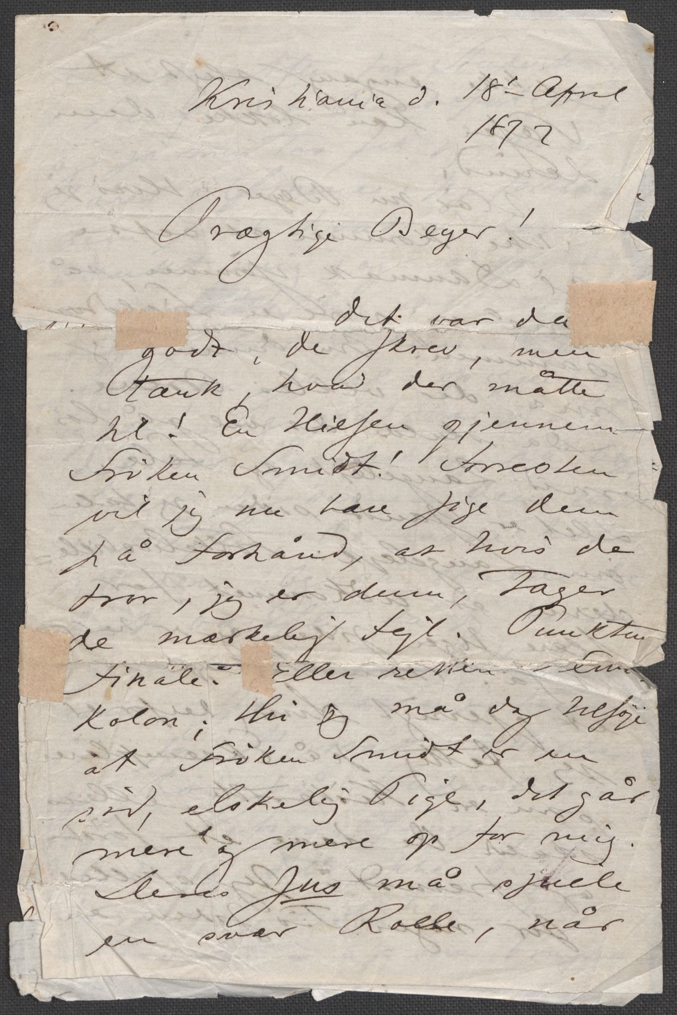 Beyer, Frants, RA/PA-0132/F/L0001: Brev fra Edvard Grieg til Frantz Beyer og "En del optegnelser som kan tjene til kommentar til brevene" av Marie Beyer, 1872-1907, s. 32