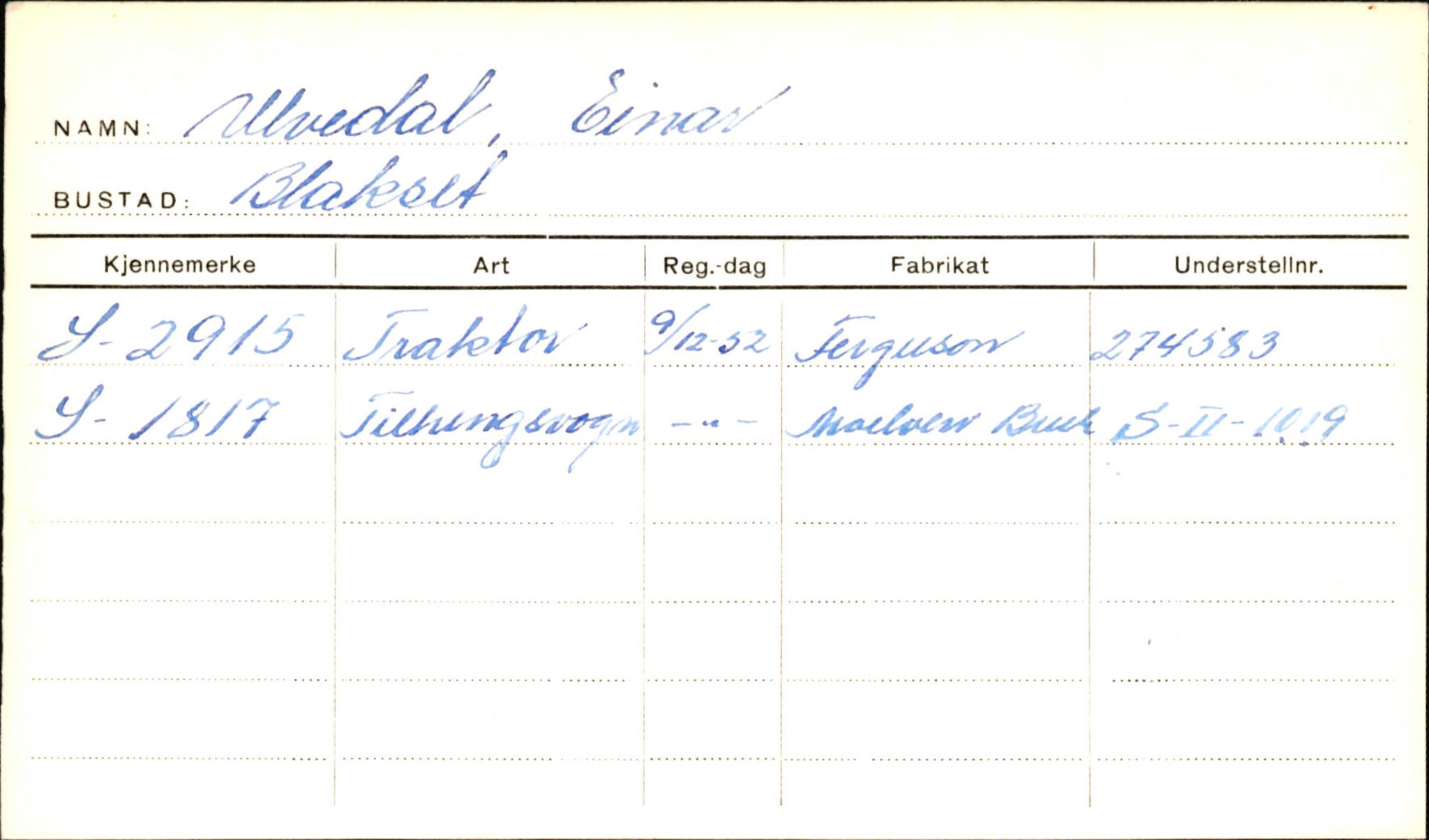 Statens vegvesen, Sogn og Fjordane vegkontor, AV/SAB-A-5301/4/F/L0002: Eigarregister Fjordane til 1.6.1961, 1930-1961, s. 320