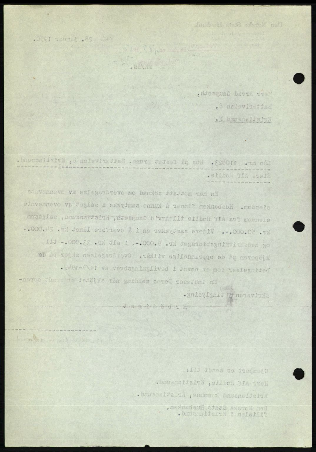 Kristiansund byfogd, AV/SAT-A-4587/A/27: Pantebok nr. 46, 1949-1950, Dagboknr: 289/1950