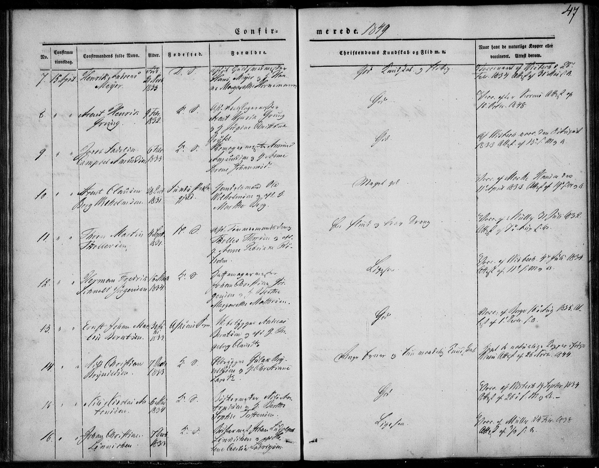 Korskirken sokneprestembete, SAB/A-76101/H/Haa/L0026: Ministerialbok nr. C 2, 1842-1854, s. 47