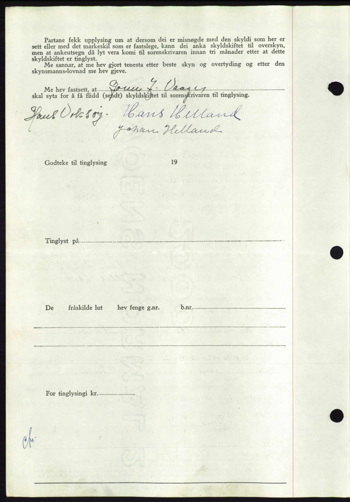 Søre Sunnmøre sorenskriveri, AV/SAT-A-4122/1/2/2C/L0084: Pantebok nr. 10A, 1949-1949, Dagboknr: 1275/1949