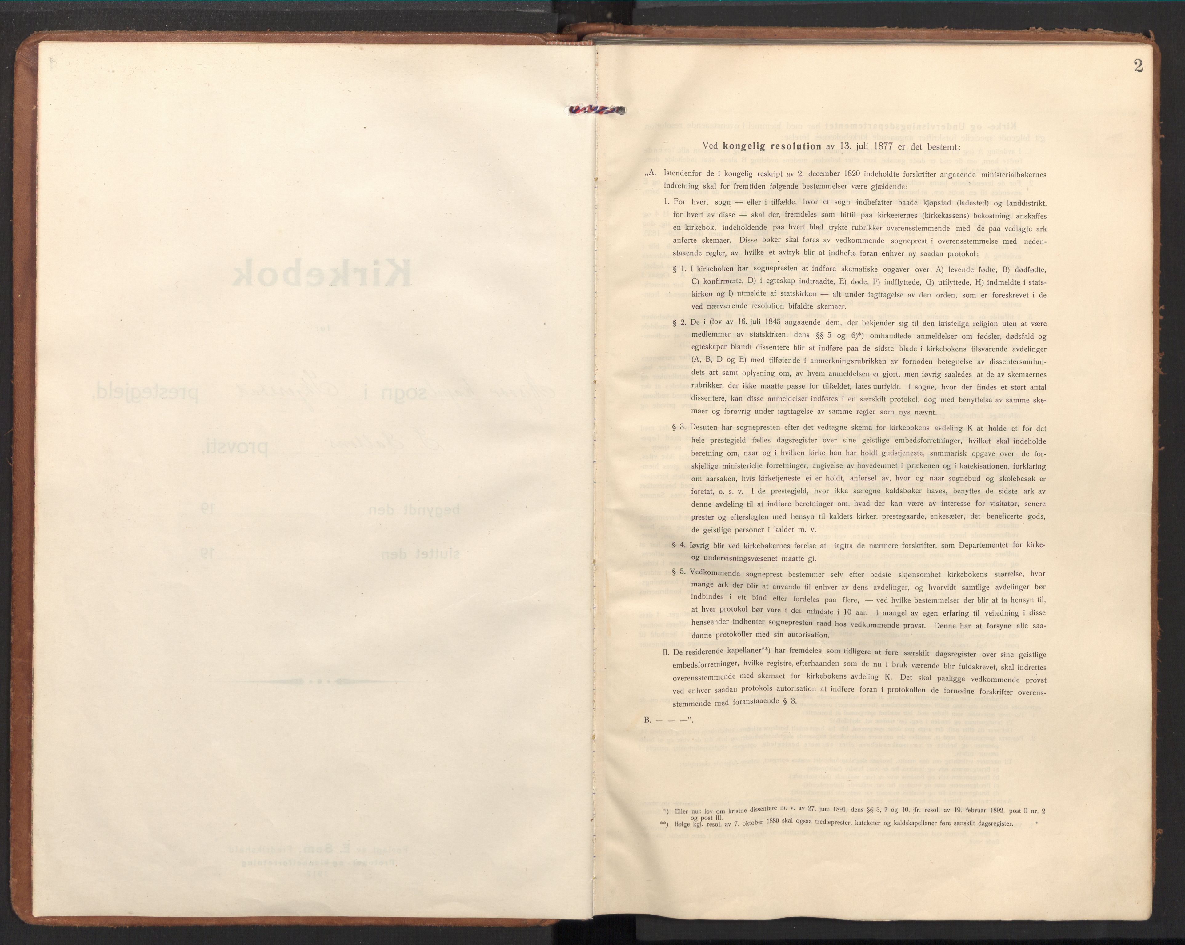 Ministerialprotokoller, klokkerbøker og fødselsregistre - Nordland, AV/SAT-A-1459/848/L0688: Ministerialbok nr. 848A01, 1913-1935, s. 2