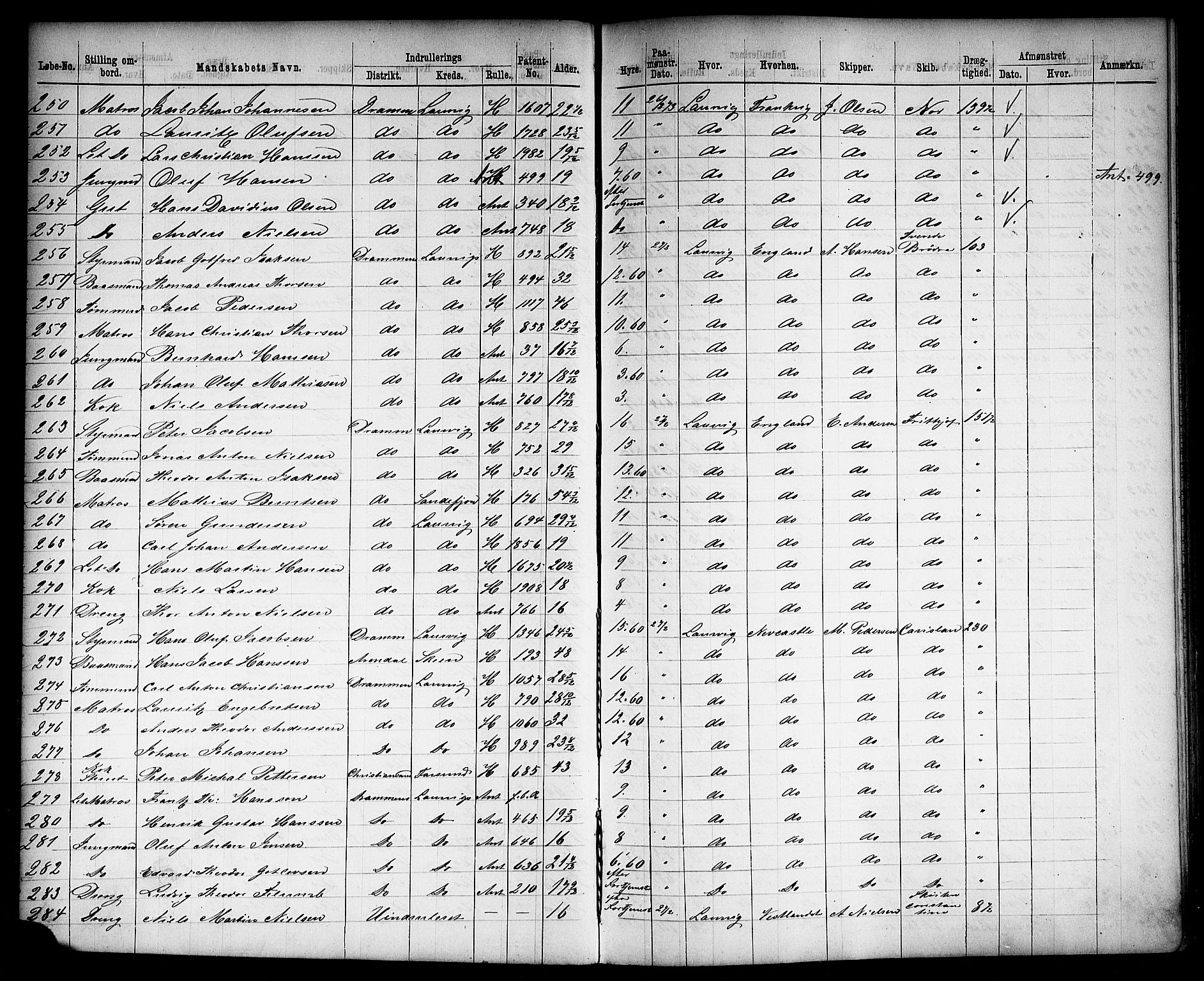 Drammen innrulleringsdistrikt, AV/SAKO-A-781/H/Ha/L0002: Mønstringsjournal, 1870-1882, s. 116