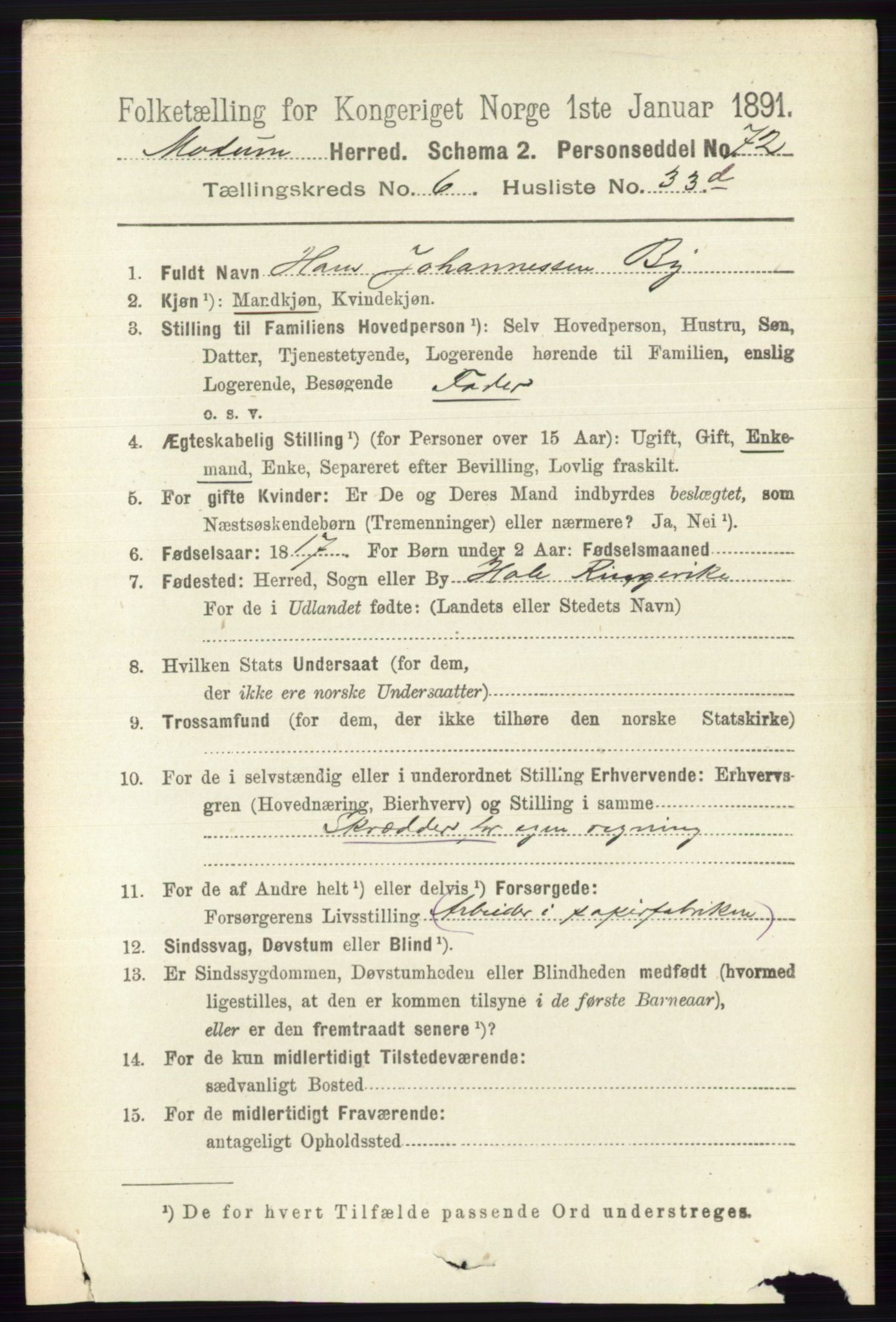 RA, Folketelling 1891 for 0623 Modum herred, 1891, s. 2459