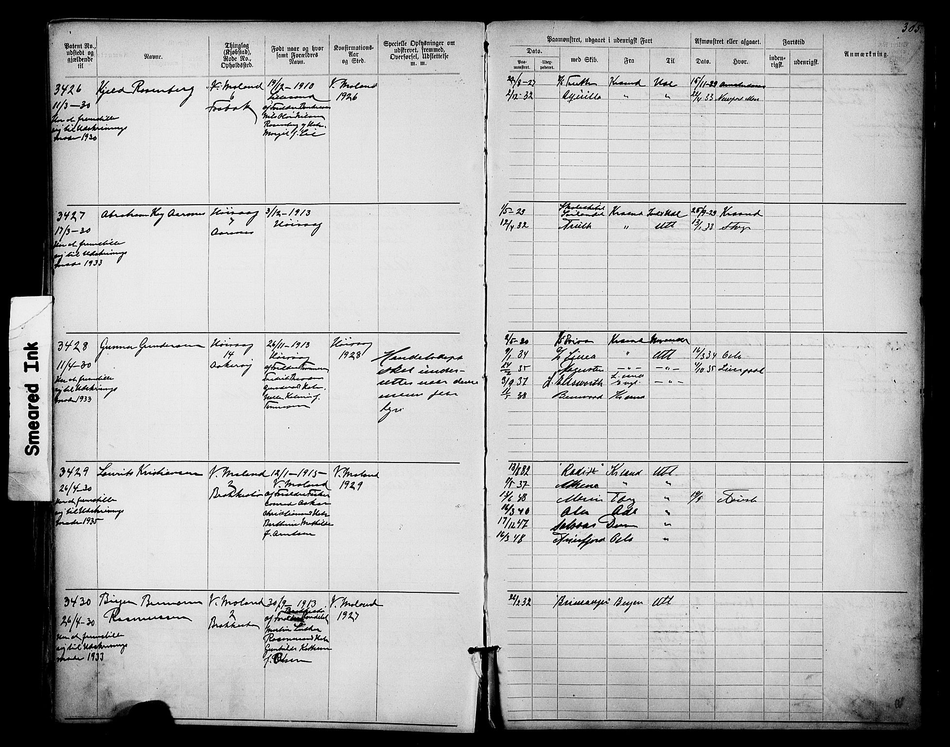 Lillesand mønstringskrets, AV/SAK-2031-0014/F/Fa/L0003: Annotasjonsrulle nr 1911-3489 med register, W-9, 1891-1932, s. 348