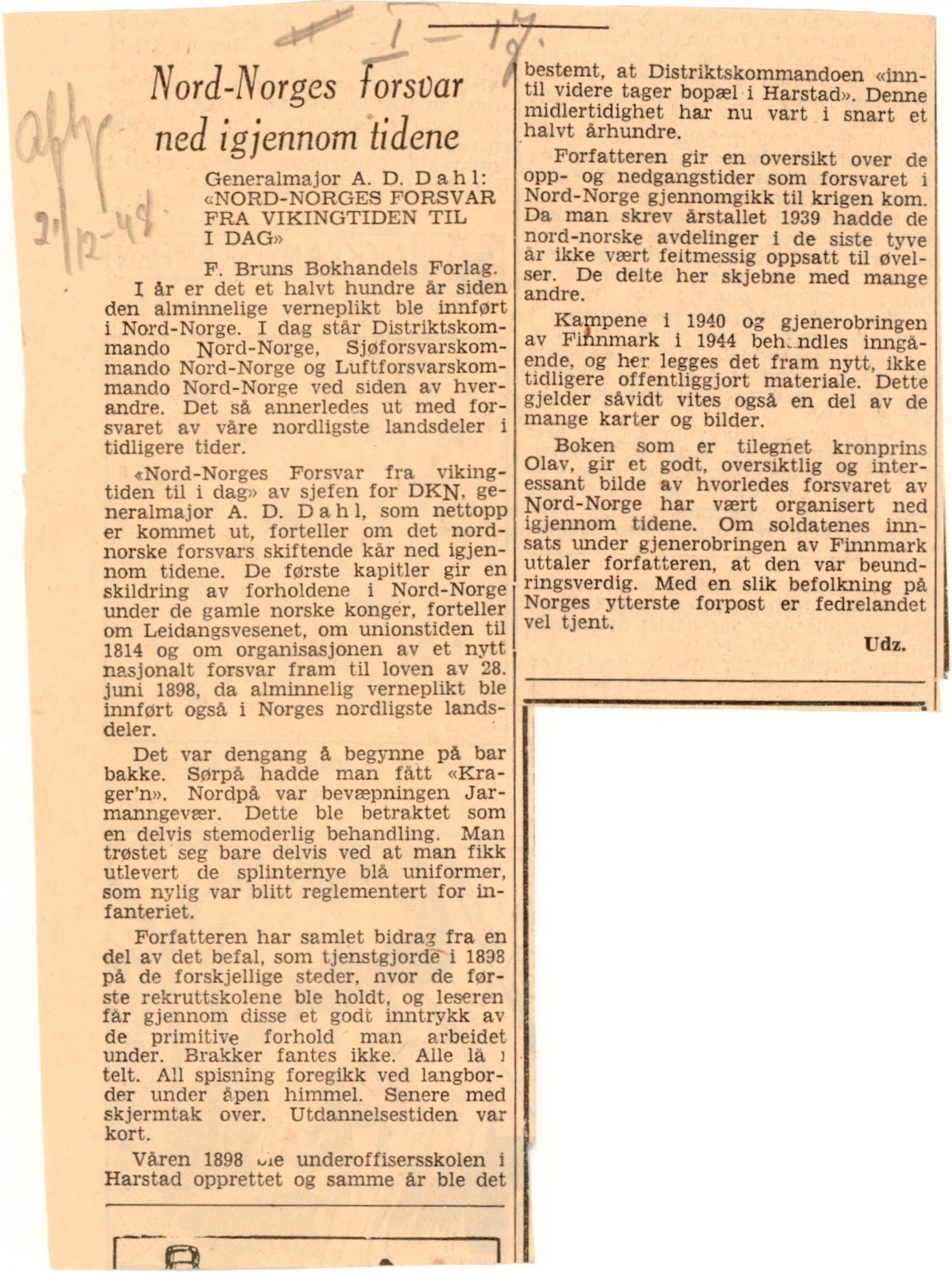 Finnmarkskontorets presse- og opplysningsarkiv , FMFB/A-1198/E/L0003/0017: I Nord-Troms og Finnmark - generelt  / Krigen i Nord-Norge og beretninger om samme, 1946-1948