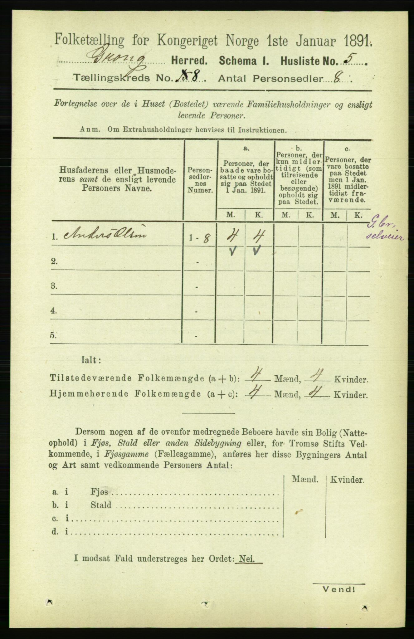 RA, Folketelling 1891 for 1742 Grong herred, 1891, s. 2799