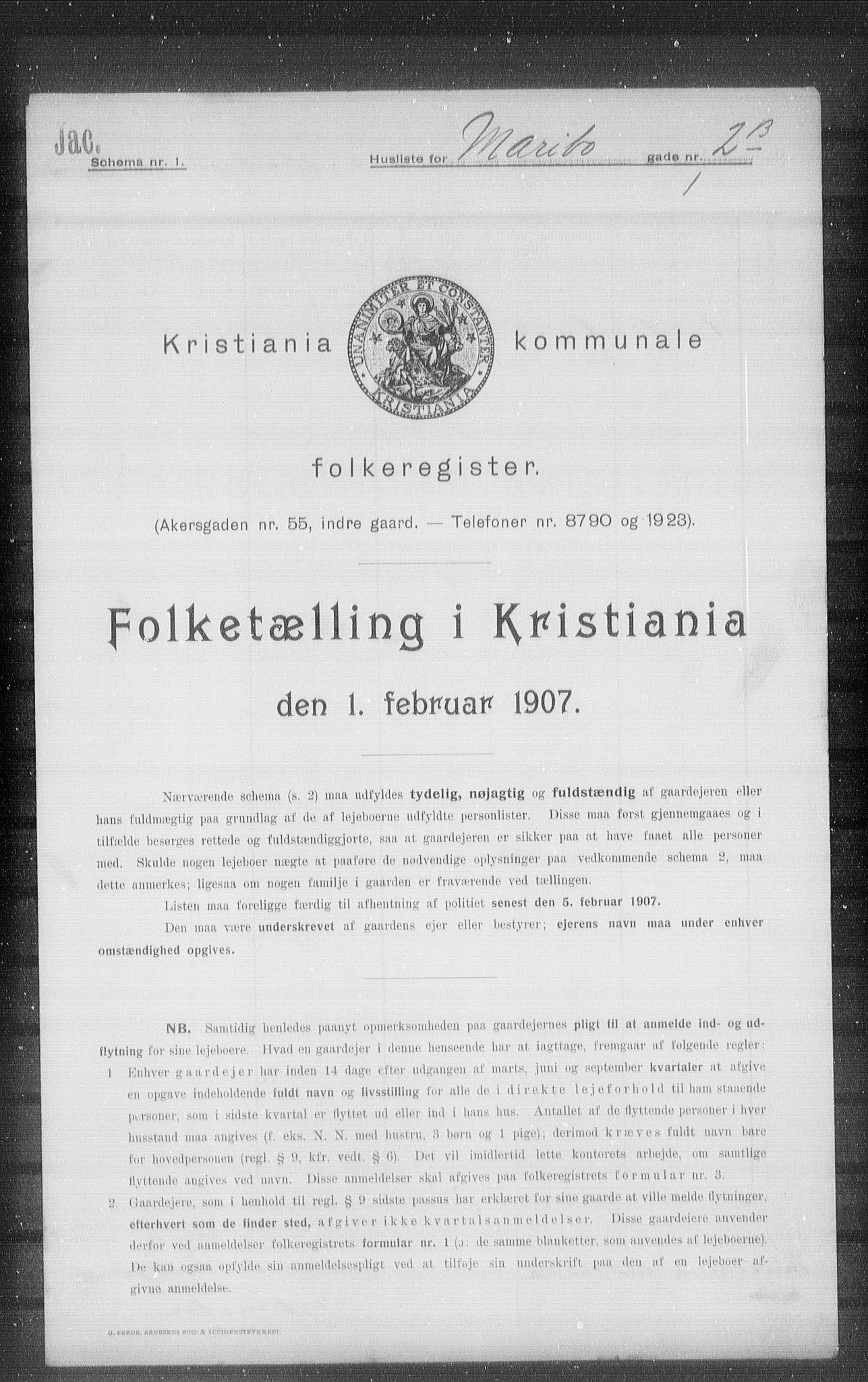 OBA, Kommunal folketelling 1.2.1907 for Kristiania kjøpstad, 1907, s. 30799