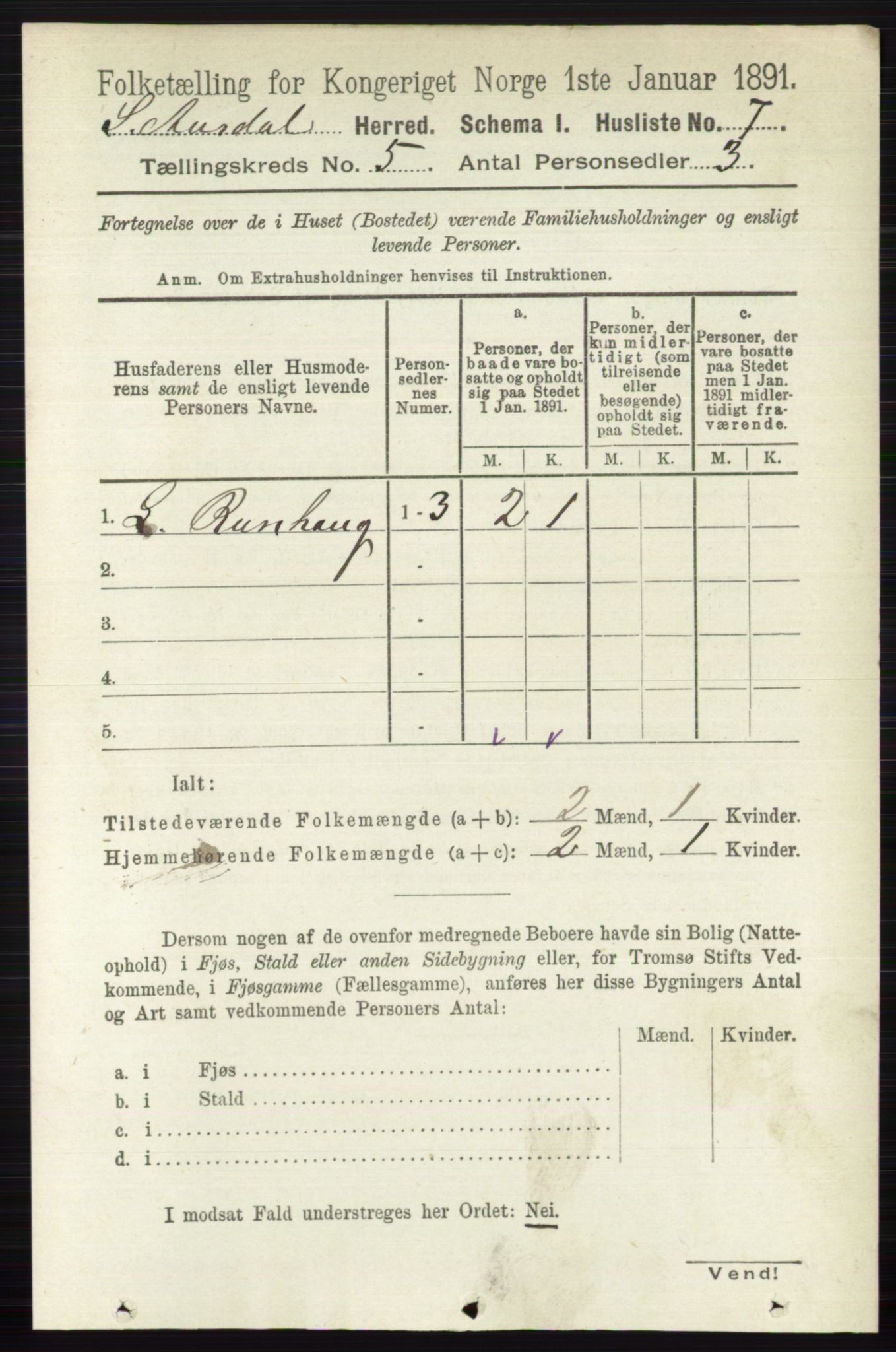 RA, Folketelling 1891 for 0540 Sør-Aurdal herred, 1891, s. 3080