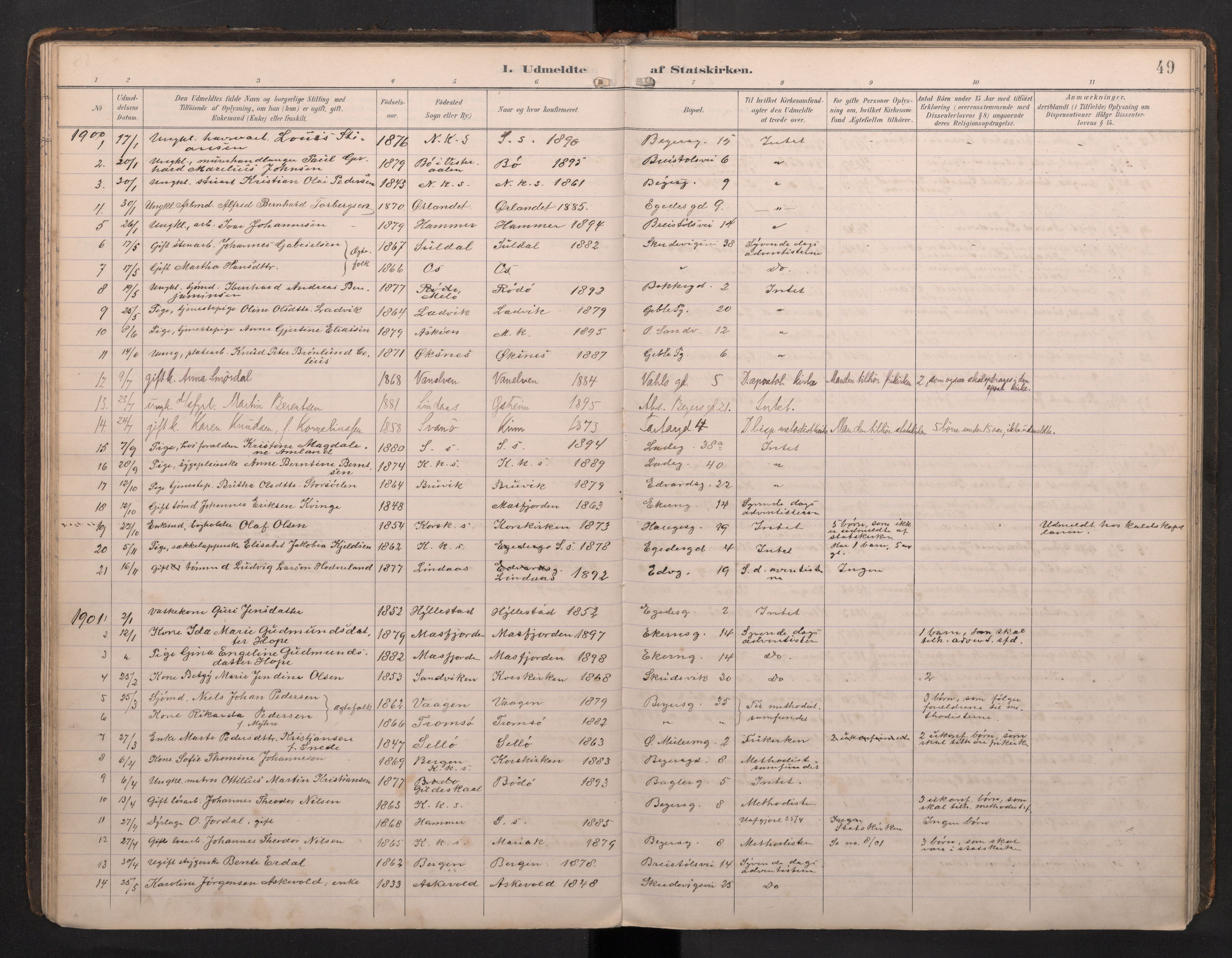 Sandviken Sokneprestembete, AV/SAB-A-77601/H/Ha: Ministerialbok nr. G 1, 1892-2002, s. 49