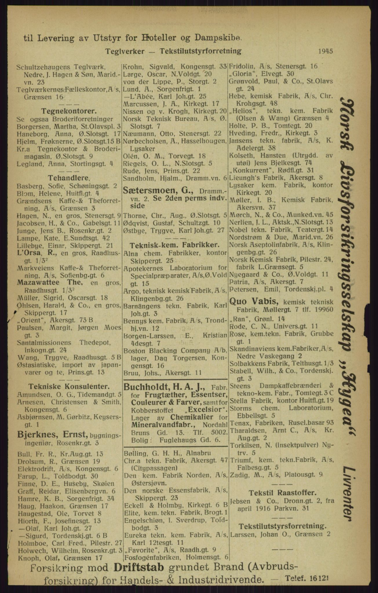 Kristiania/Oslo adressebok, PUBL/-, 1916, s. 1945