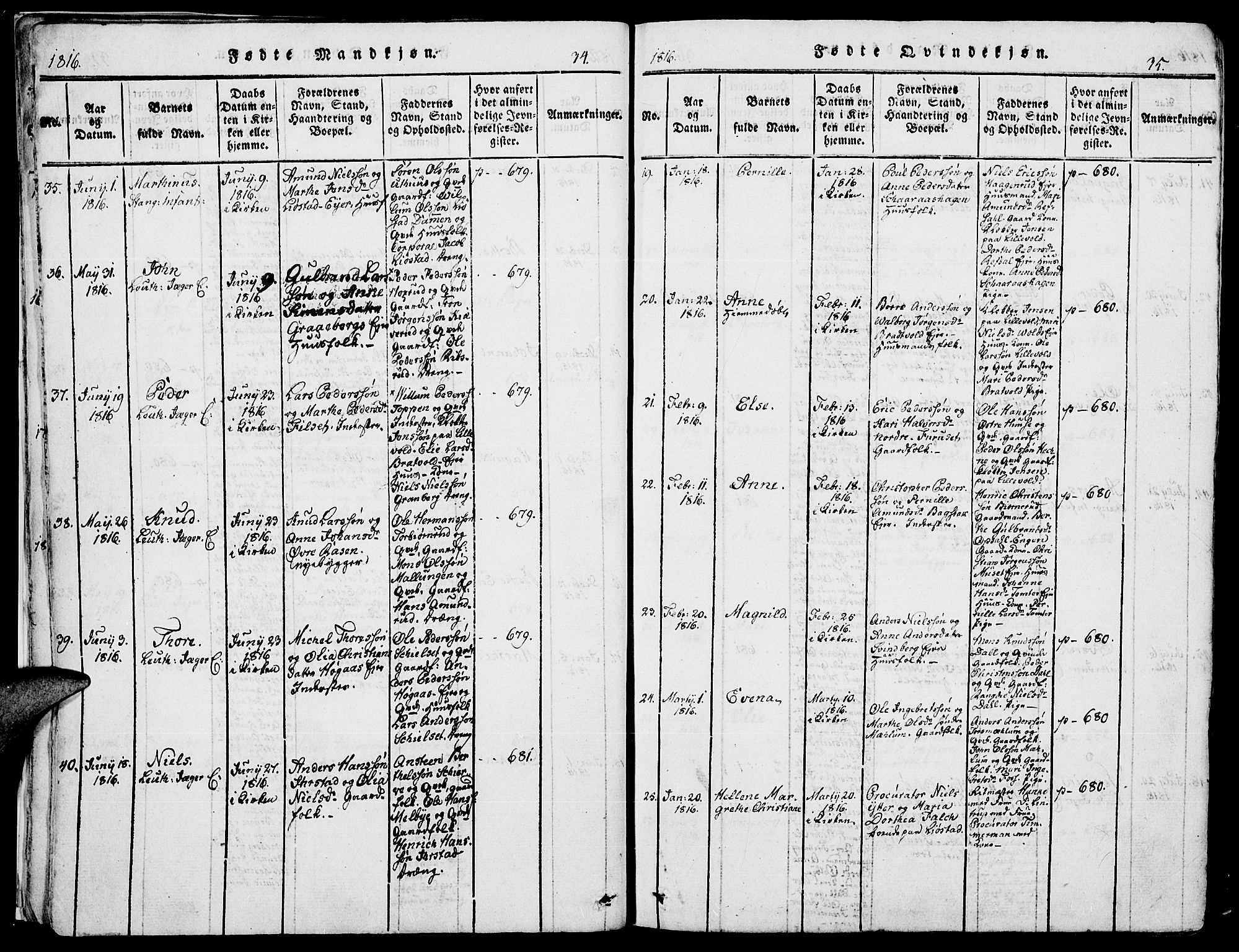 Romedal prestekontor, AV/SAH-PREST-004/K/L0002: Ministerialbok nr. 2, 1814-1828, s. 34-35