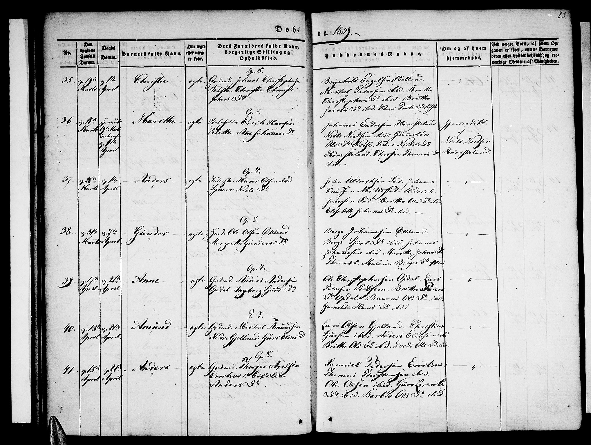 Tysnes sokneprestembete, AV/SAB-A-78601/H/Haa: Ministerialbok nr. A 9, 1837-1848, s. 23