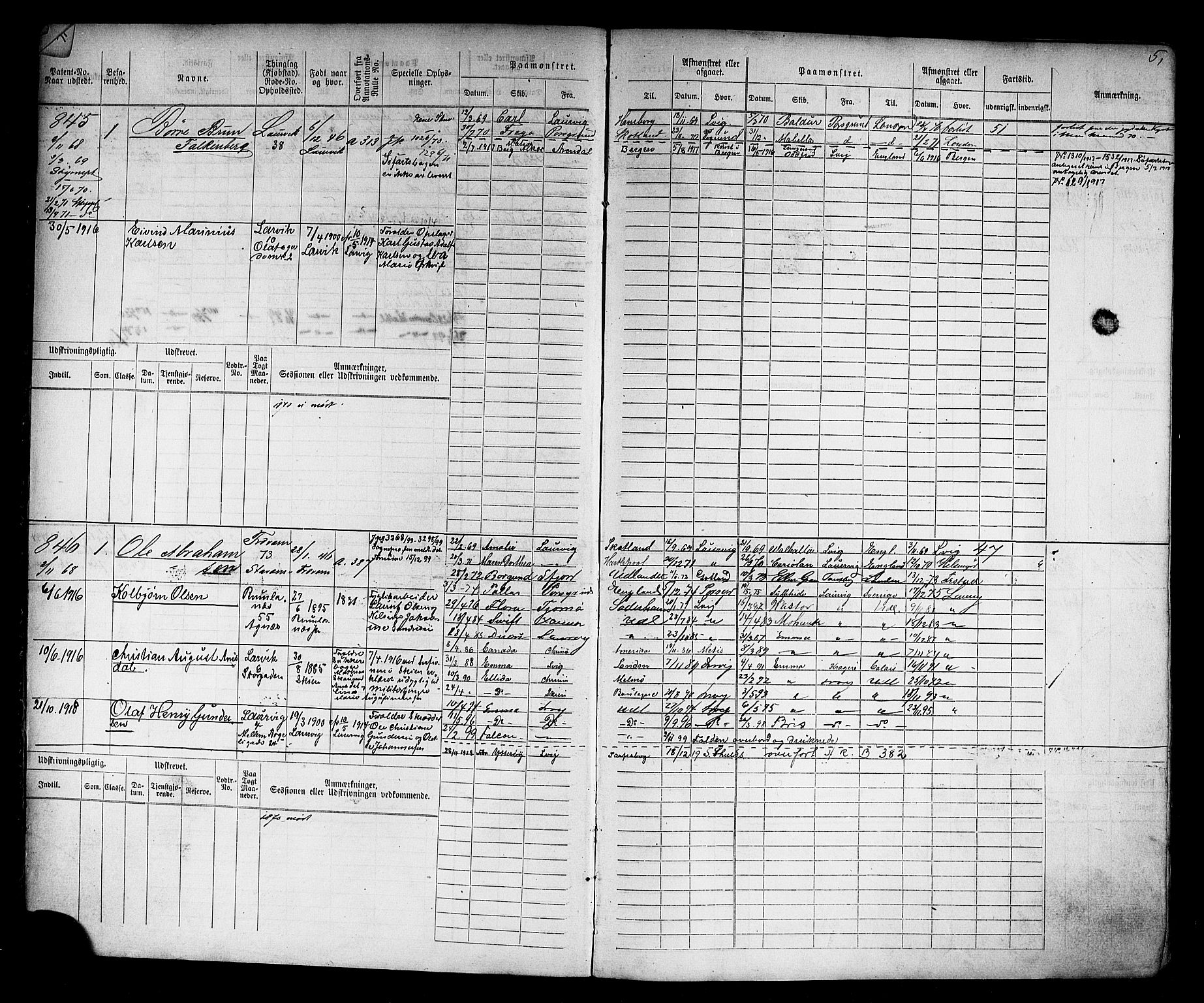 Larvik innrulleringskontor, AV/SAKO-A-787/F/Fc/L0004: Hovedrulle, 1868, s. 6