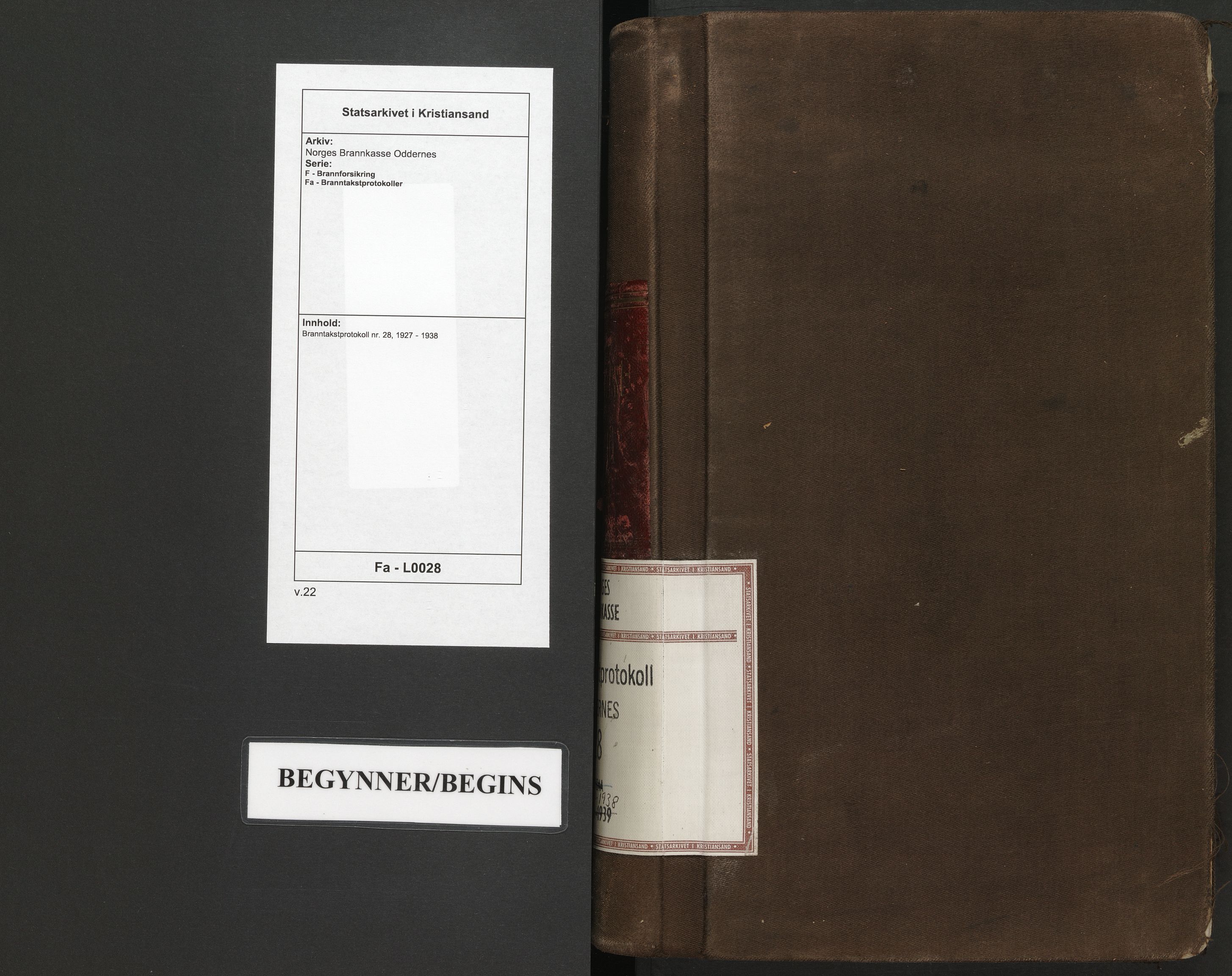 Norges Brannkasse Oddernes, AV/SAK-2241-0042/F/Fa/L0028: Branntakstprotokoll nr. 28, 1927-1938
