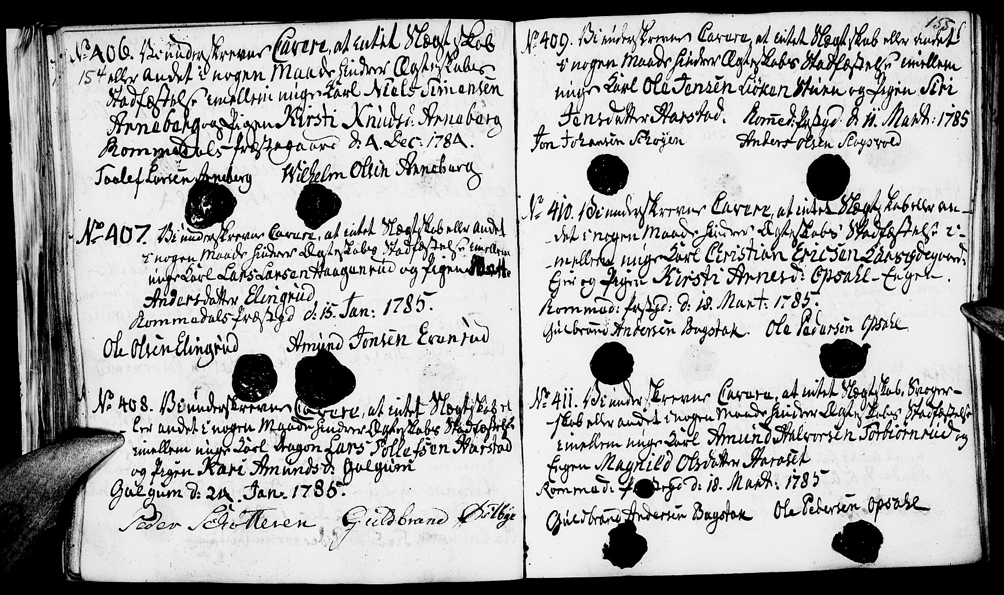 Romedal prestekontor, AV/SAH-PREST-004/I/L0001: Forlovererklæringer nr. 1, 1762-1802, s. 154-155