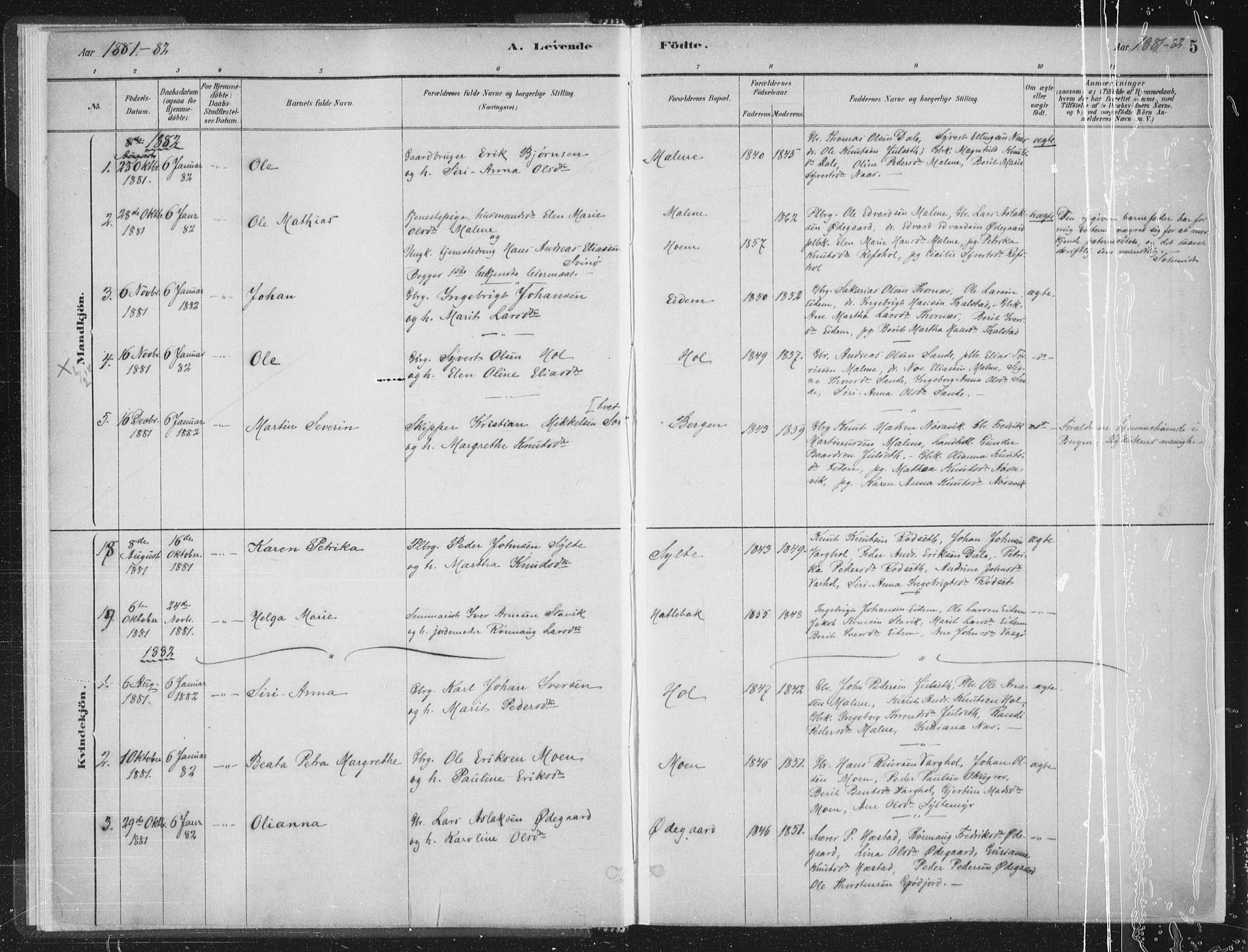 Ministerialprotokoller, klokkerbøker og fødselsregistre - Møre og Romsdal, AV/SAT-A-1454/564/L0740: Ministerialbok nr. 564A01, 1880-1899, s. 5