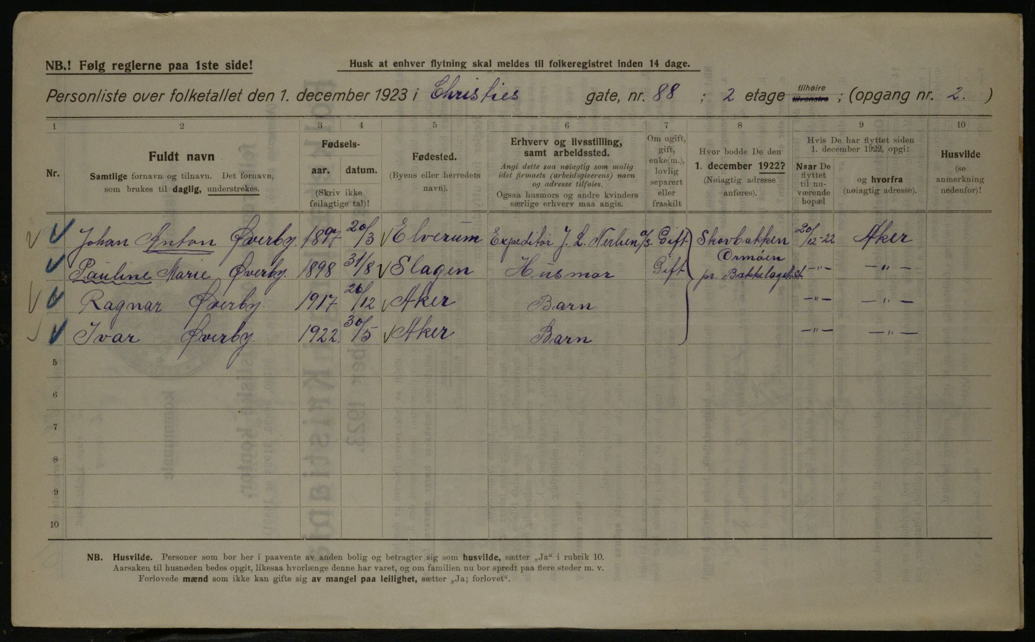 OBA, Kommunal folketelling 1.12.1923 for Kristiania, 1923, s. 14403