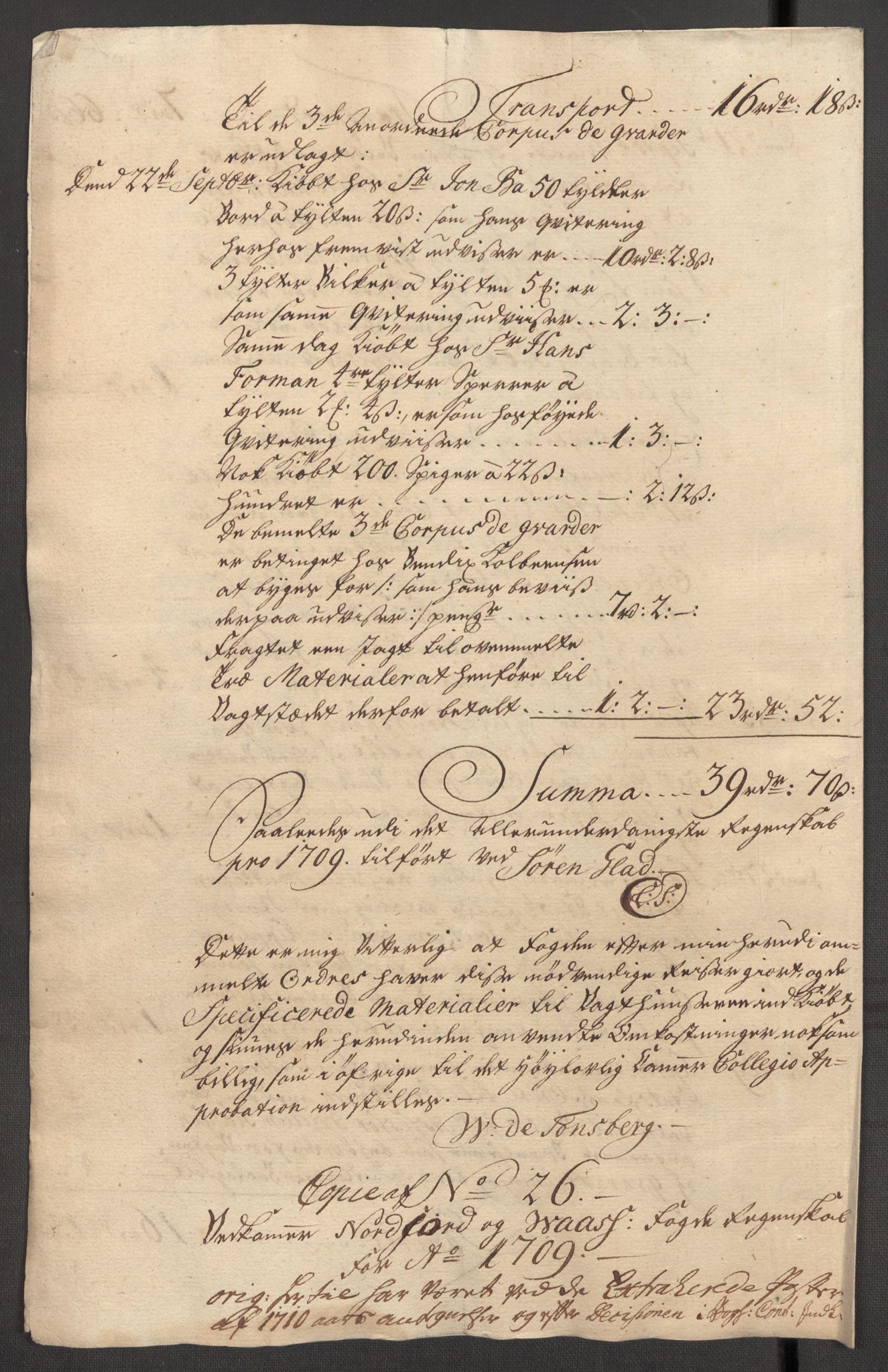 Rentekammeret inntil 1814, Reviderte regnskaper, Fogderegnskap, RA/EA-4092/R51/L3190: Fogderegnskap Nordhordland og Voss, 1709, s. 249