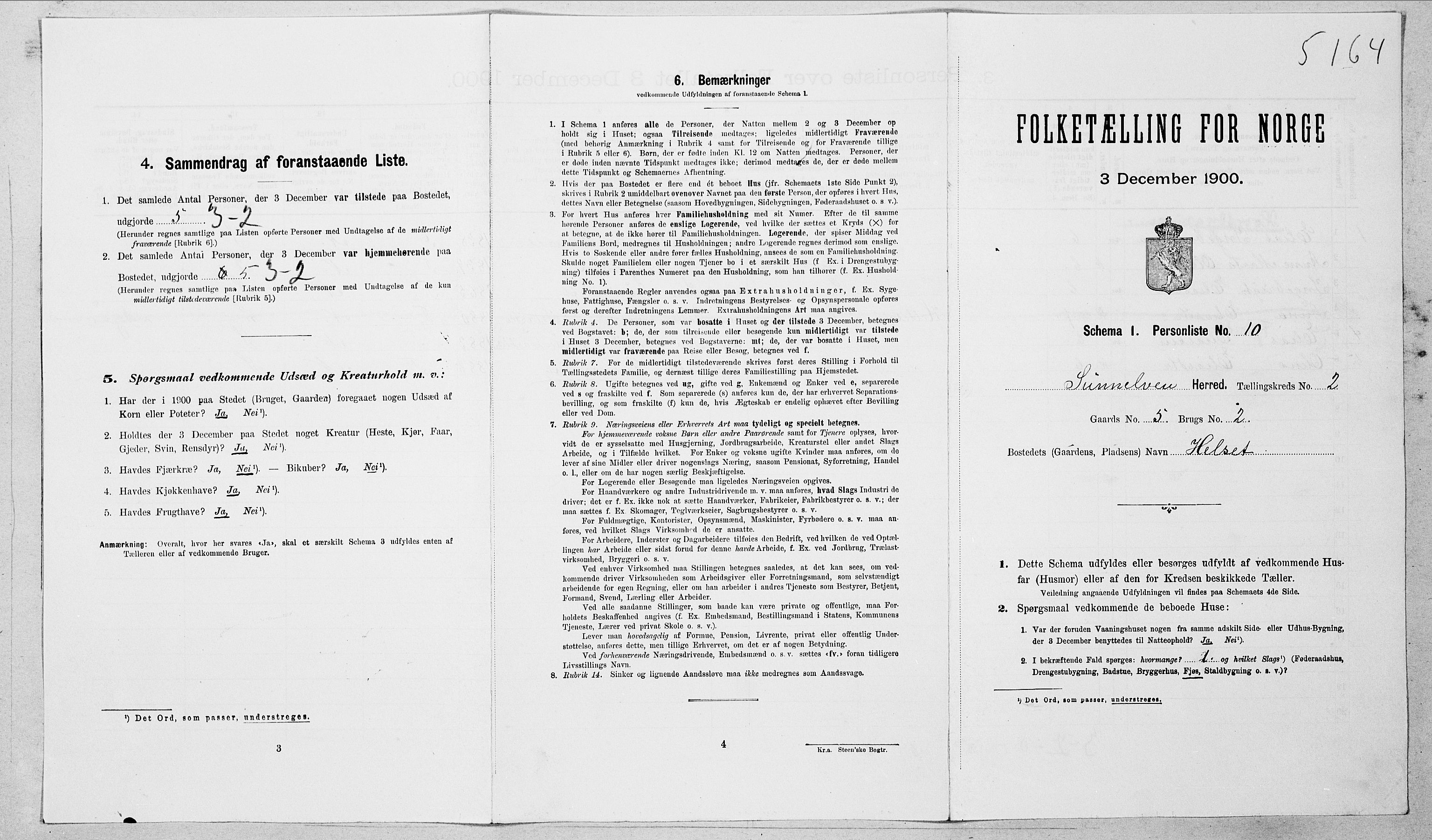 SAT, Folketelling 1900 for 1523 Sunnylven herred, 1900, s. 174