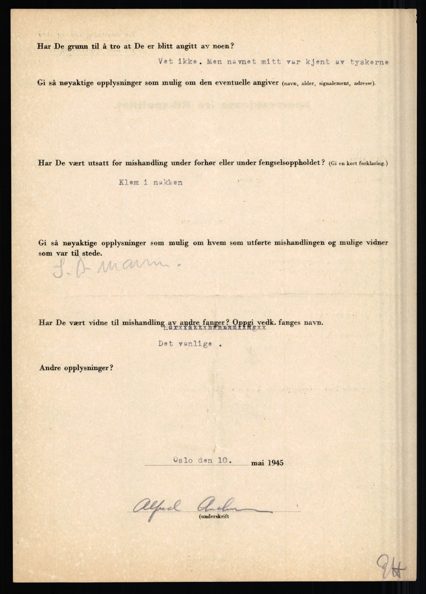 Rikspolitisjefen, AV/RA-S-1560/L/L0001: Abelseth, Rudolf - Berentsen, Odd, 1940-1945, s. 251