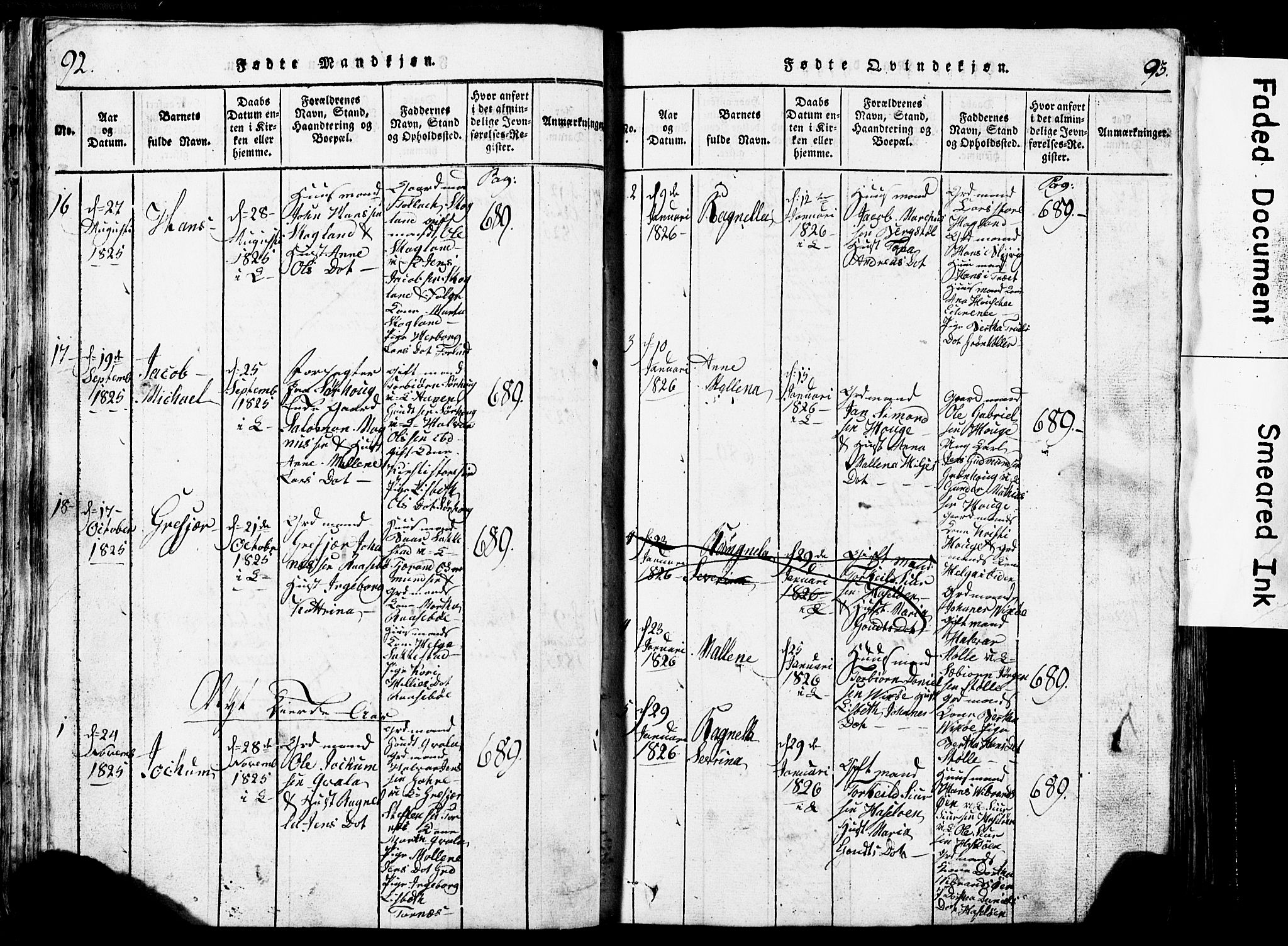 Torvastad sokneprestkontor, SAST/A -101857/H/Ha/Hab/L0002: Klokkerbok nr. B 2, 1817-1834, s. 92-93