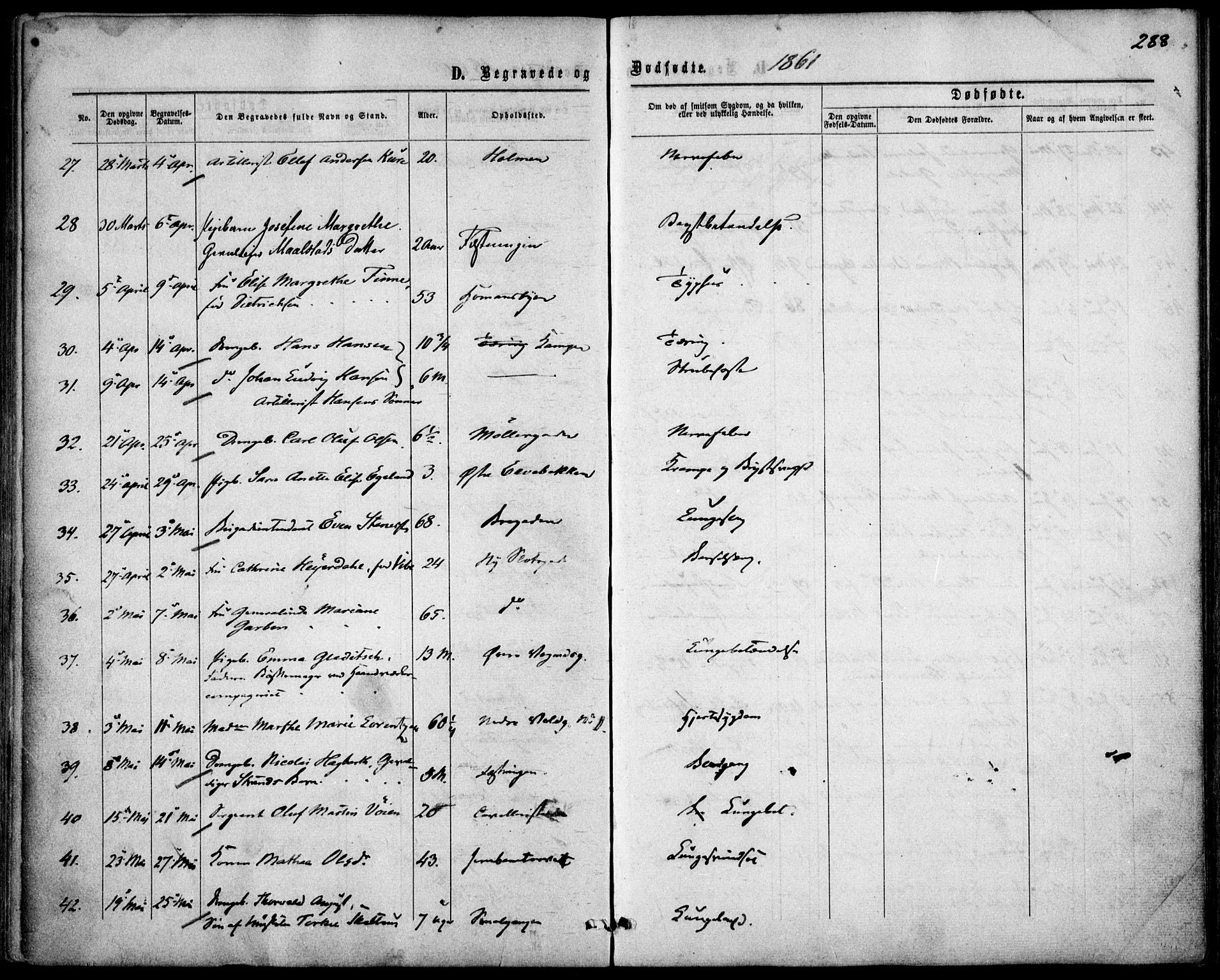 Garnisonsmenigheten Kirkebøker, AV/SAO-A-10846/F/Fa/L0010: Ministerialbok nr. 10, 1859-1869, s. 288