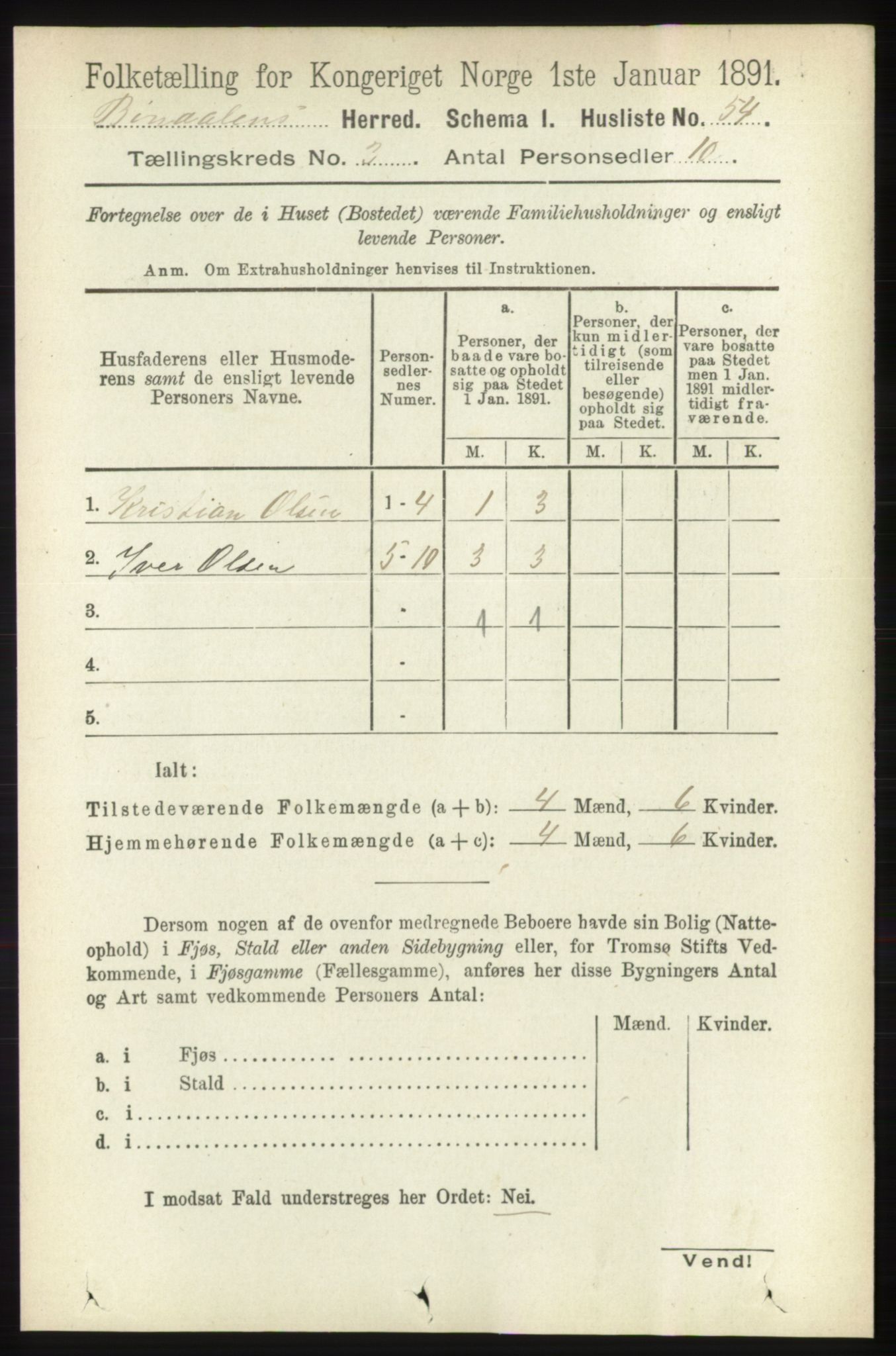 RA, Folketelling 1891 for 1811 Bindal herred, 1891, s. 641