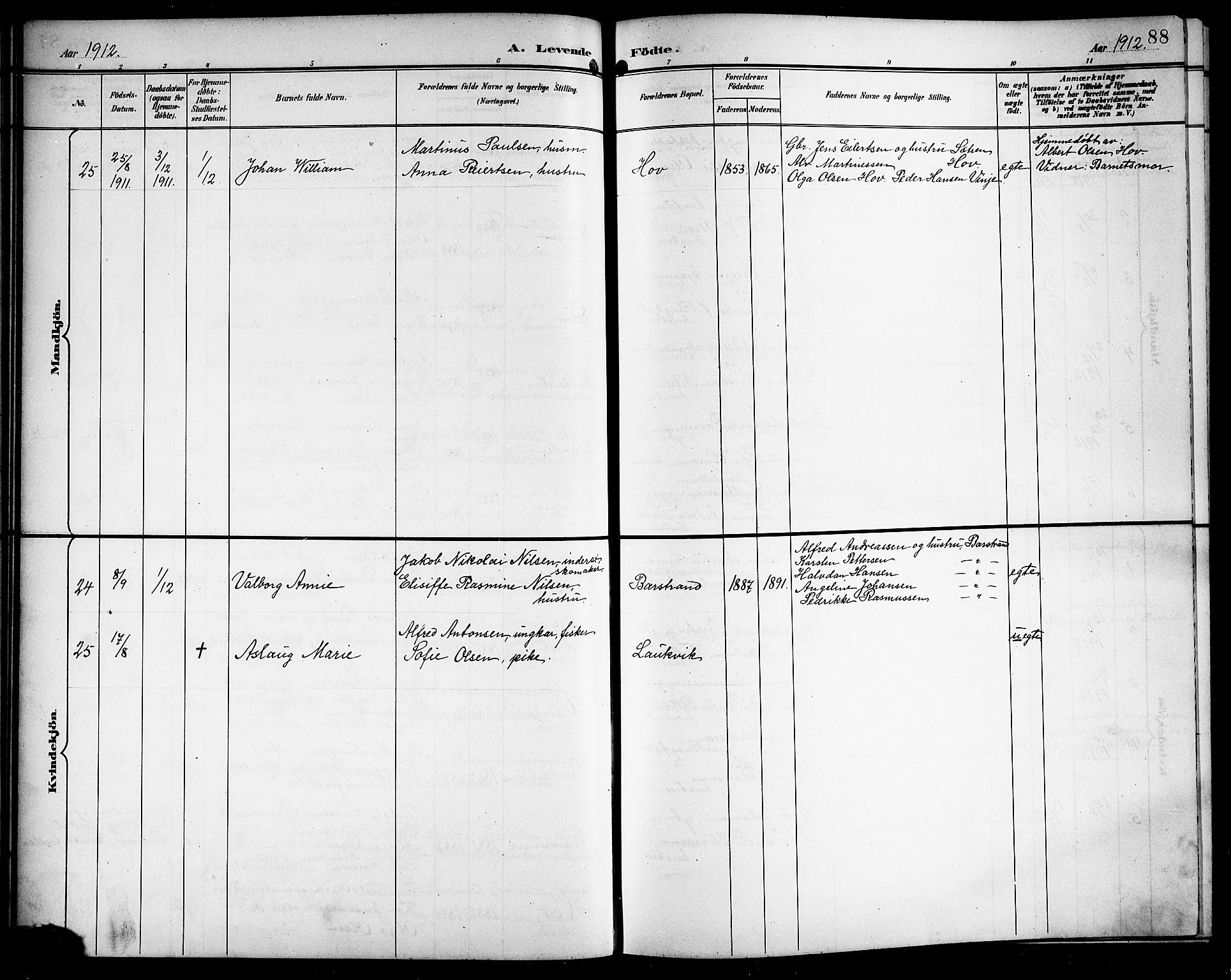 Ministerialprotokoller, klokkerbøker og fødselsregistre - Nordland, AV/SAT-A-1459/876/L1105: Klokkerbok nr. 876C04, 1896-1914, s. 88